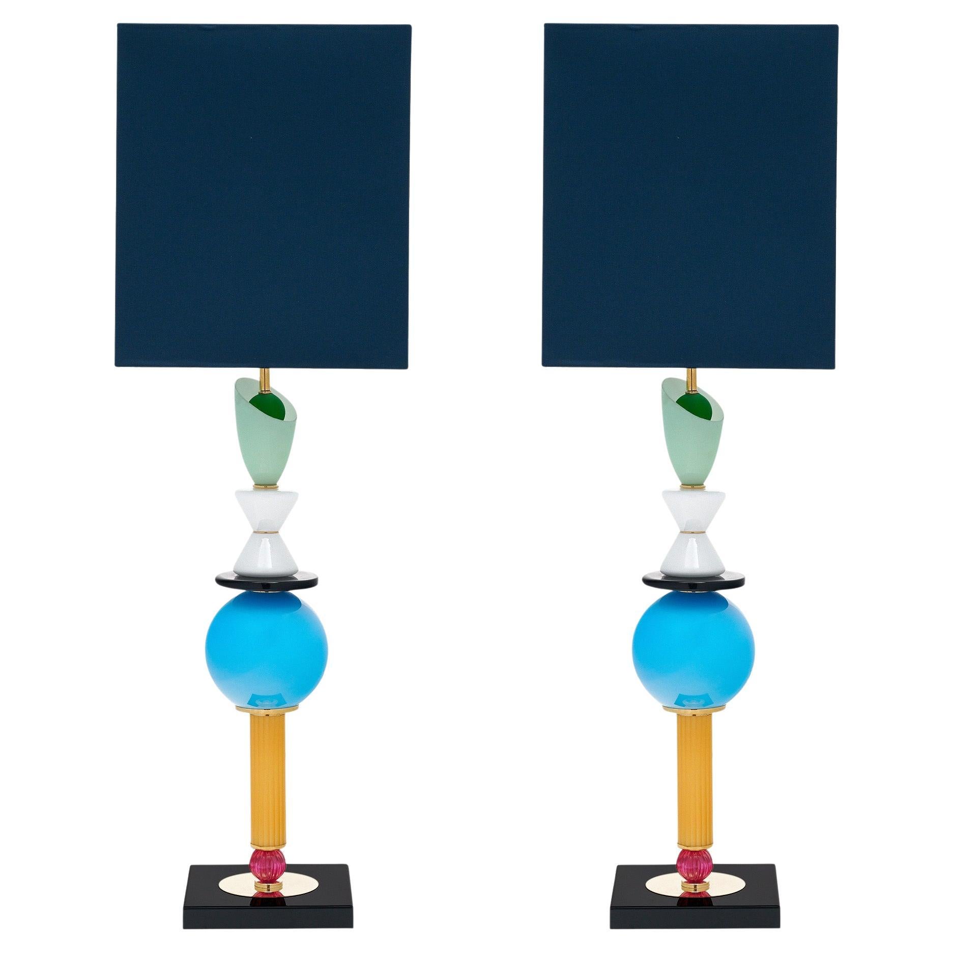 Lampes colorées de Murano en vente