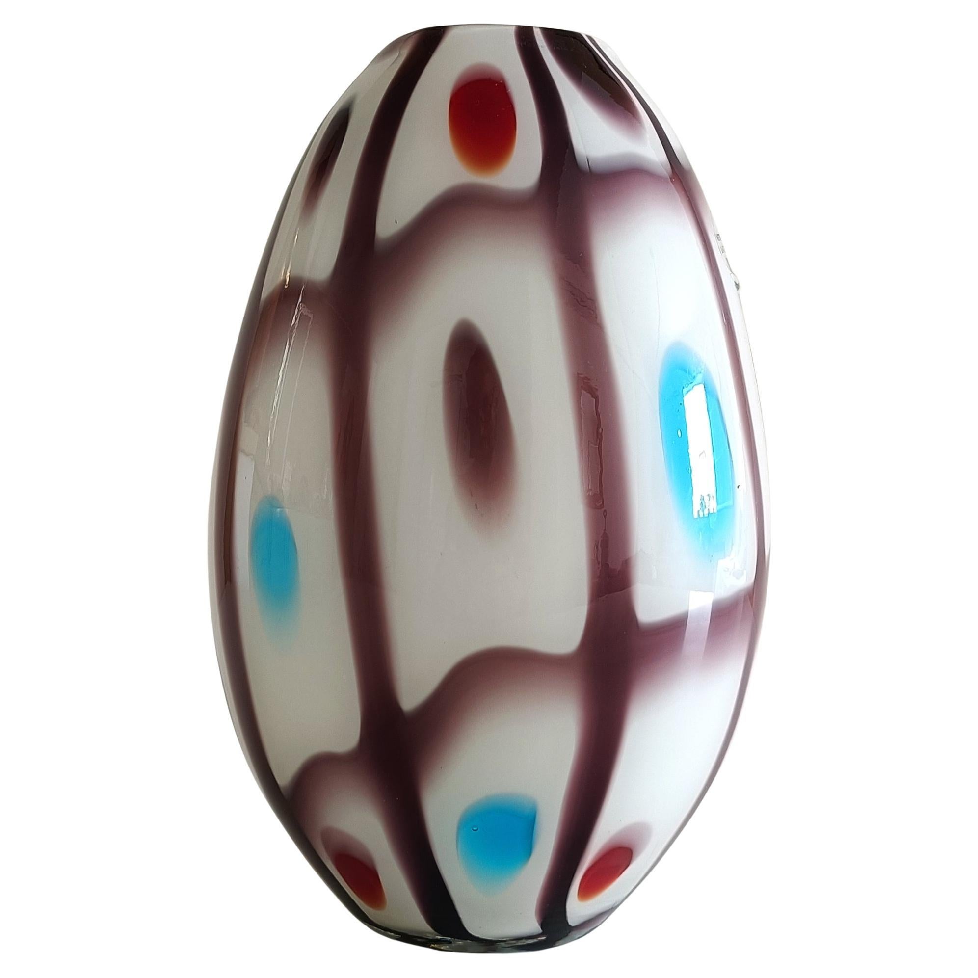 Murano-Glas Bunte eiförmige Vase im Stil von A.VE.M, 1960er Jahre (Moderne der Mitte des Jahrhunderts) im Angebot