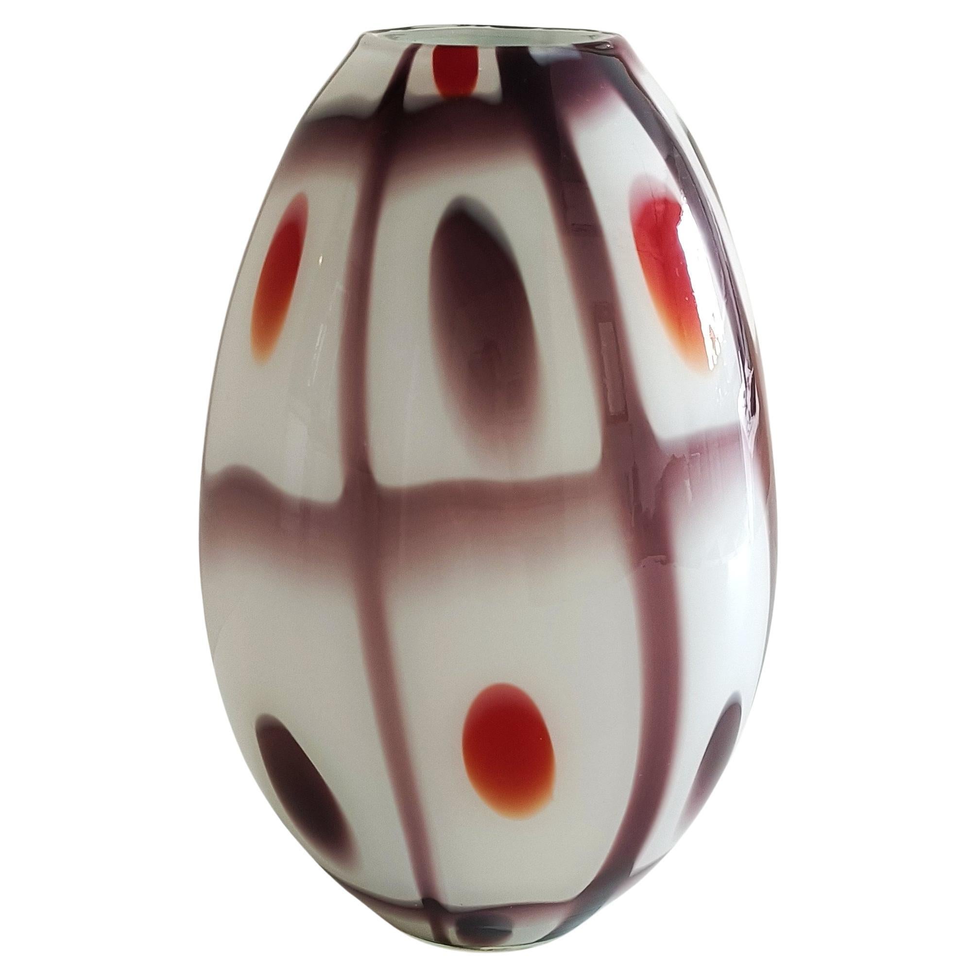 Murano-Glas Bunte eiförmige Vase im Stil von A.VE.M, 1960er Jahre (Mitte des 20. Jahrhunderts) im Angebot