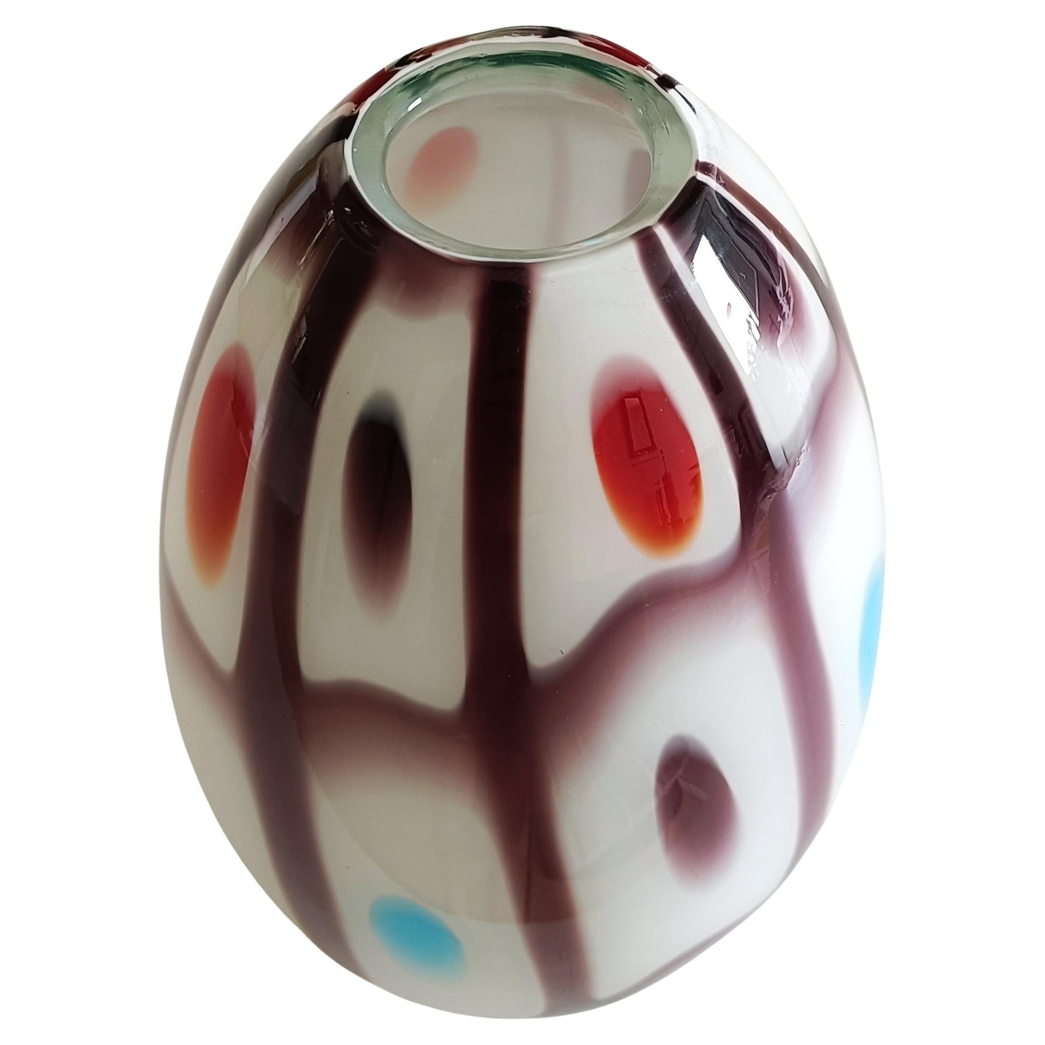 Murano-Glas Bunte eiförmige Vase im Stil von A.VE.M, 1960er Jahre (Glaskunst) im Angebot
