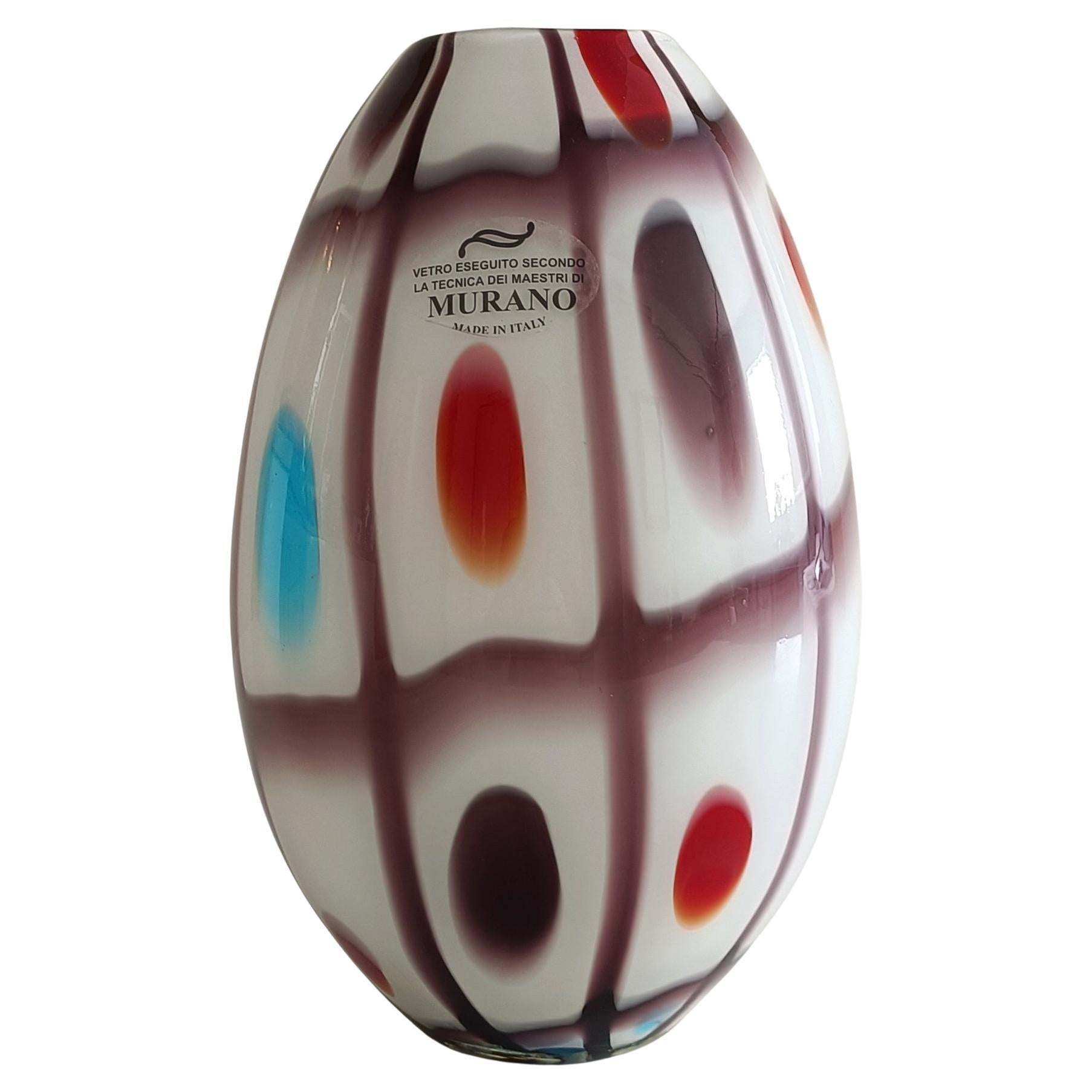 Murano-Glas Bunte eiförmige Vase im Stil von A.VE.M, 1960er Jahre im Angebot 1