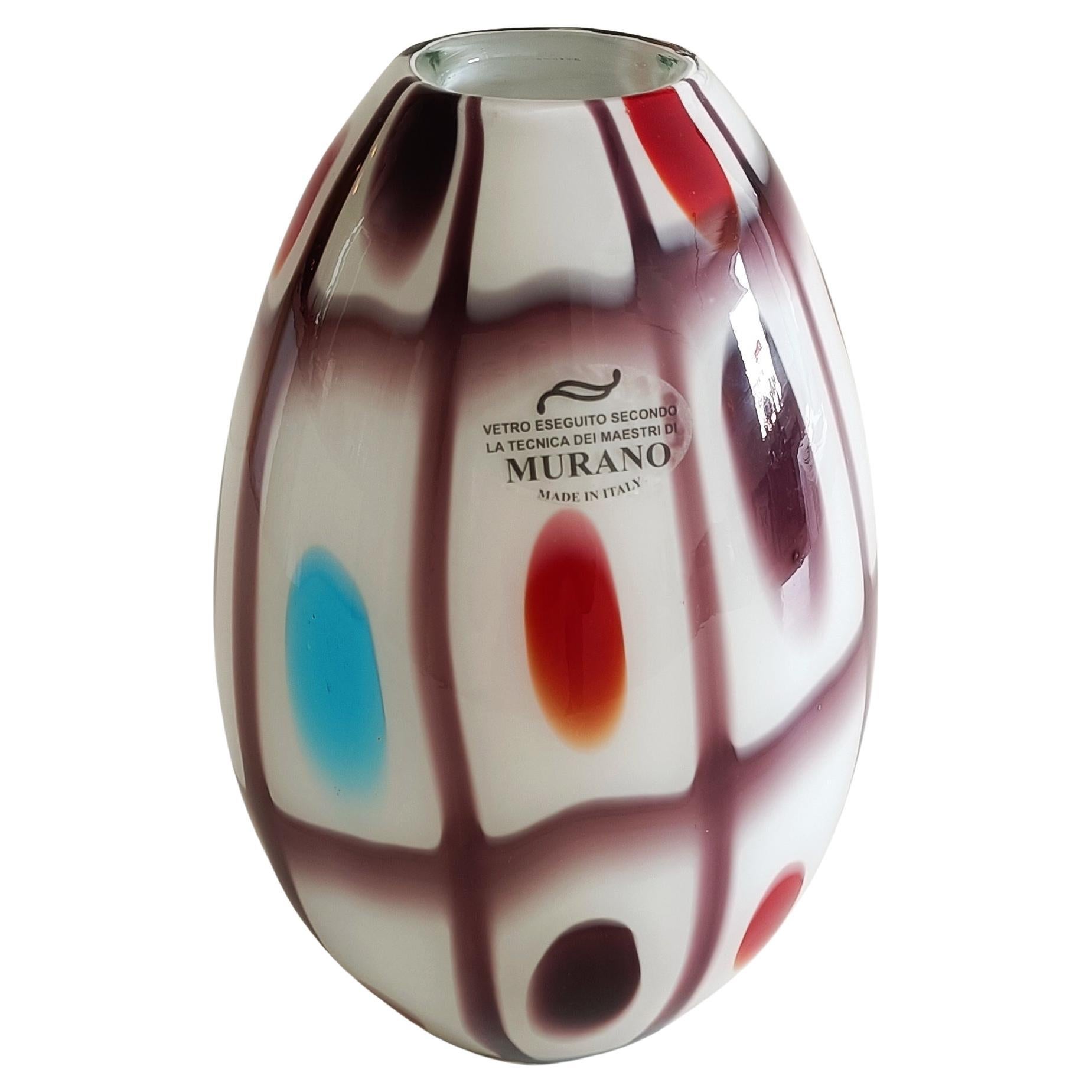 Murano-Glas Bunte eiförmige Vase im Stil von A.VE.M, 1960er Jahre im Angebot 2