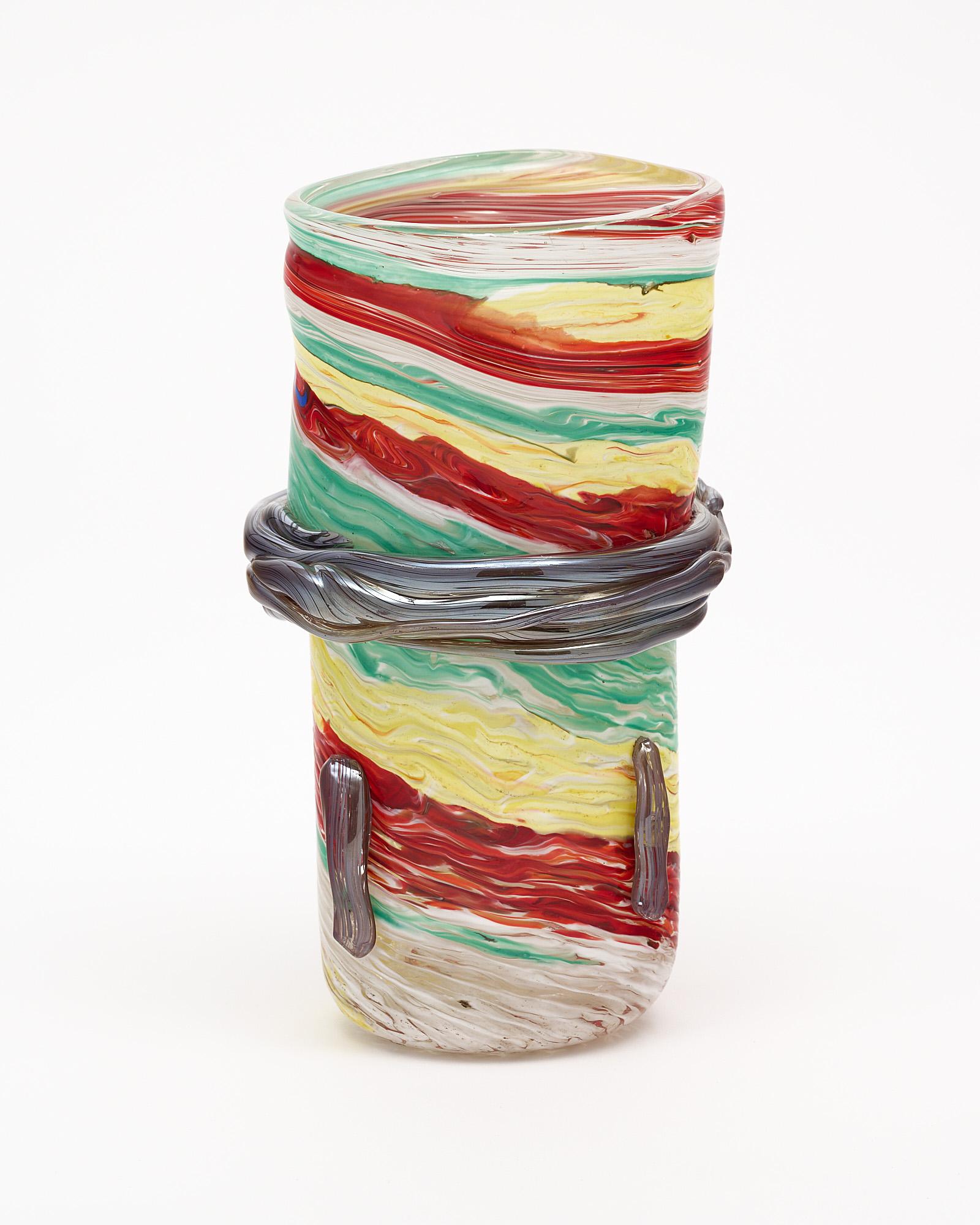 Contemporary Murano Glass Colorful Vase For Sale