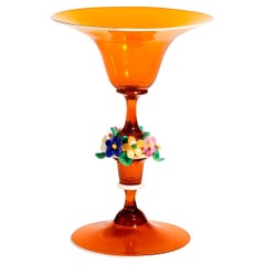 Murano Glass Compote with Floral Decoration