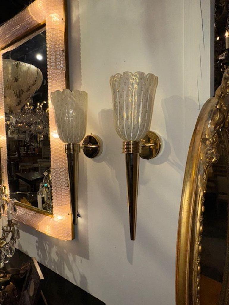 Murano Glass Cone Form Sconces In Good Condition For Sale In Dallas, TX