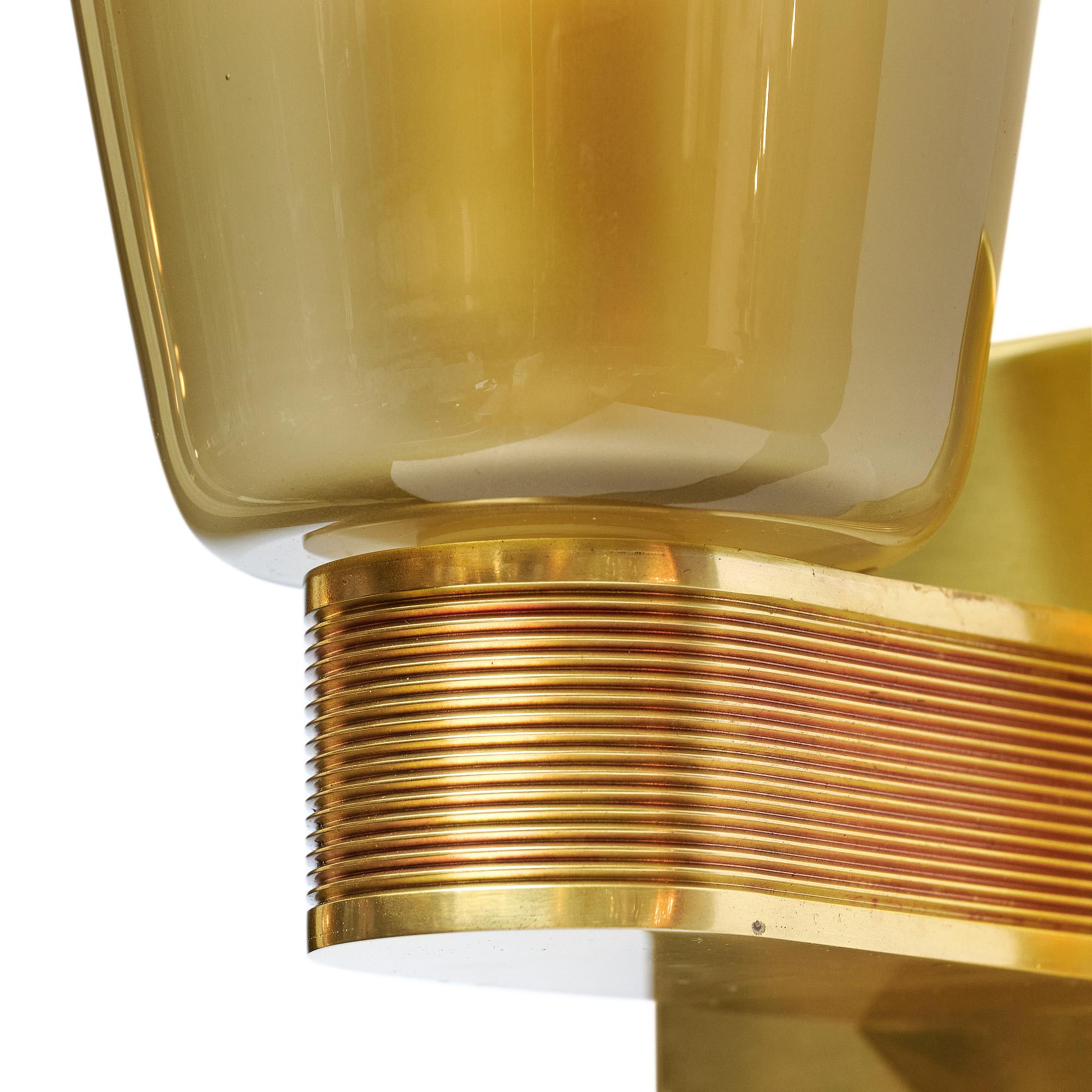 Brass Murano Glass Cone Sconces For Sale