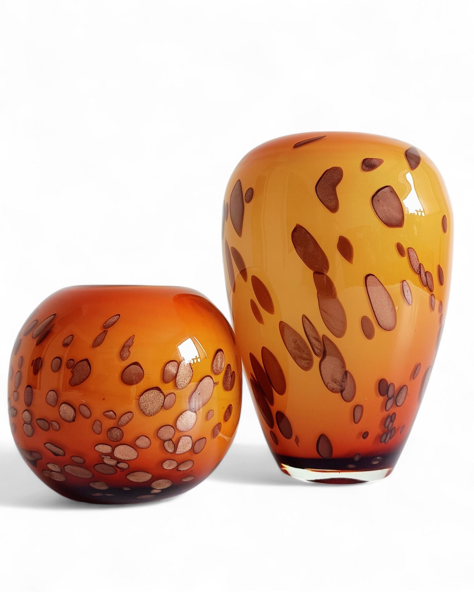 Murano Glas Cooper Goldflecken Paar mundgeblasene Vasen, Italien, 1960er Jahre im Angebot 10
