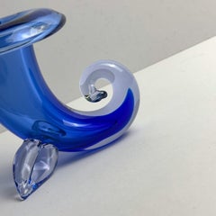 Murano Glass Cornucopia Vase in Cobalt Blue Sommerso by Archimede Seguso, 1950s