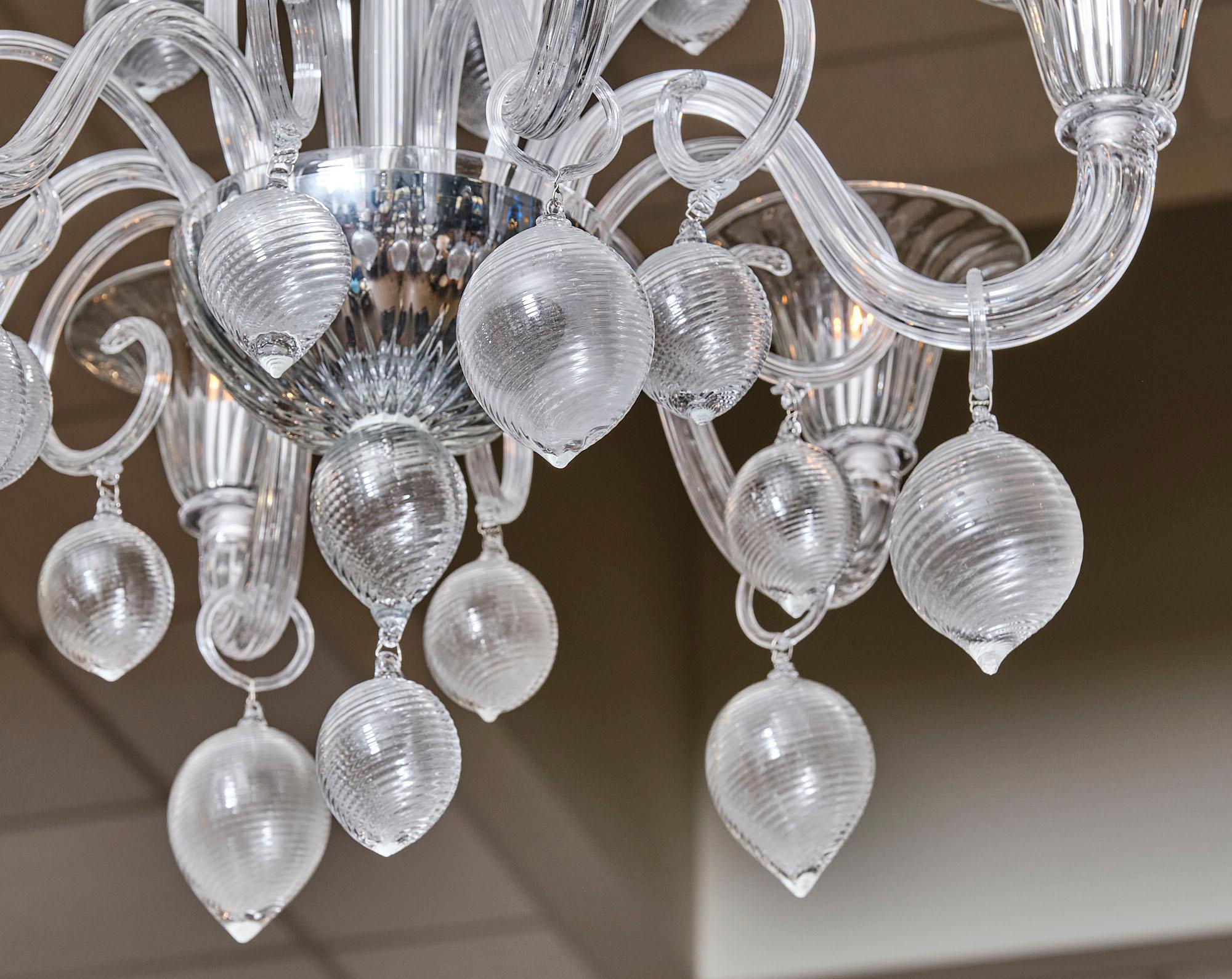 Murano Glass Cristallo Puro Chandelier In Good Condition For Sale In Austin, TX