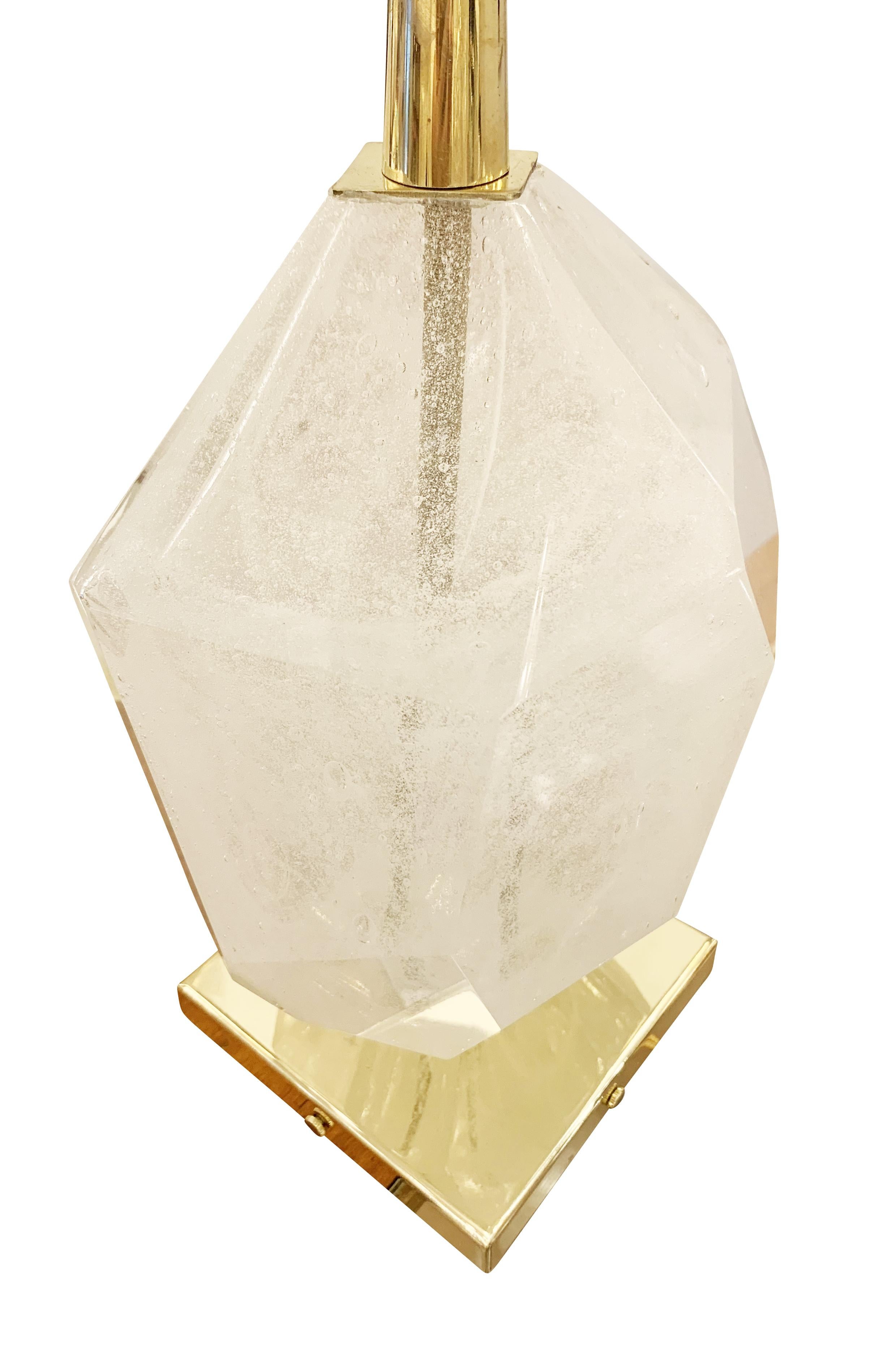 Murano Glass Crystal Table Lamps In Good Condition For Sale In New York, NY