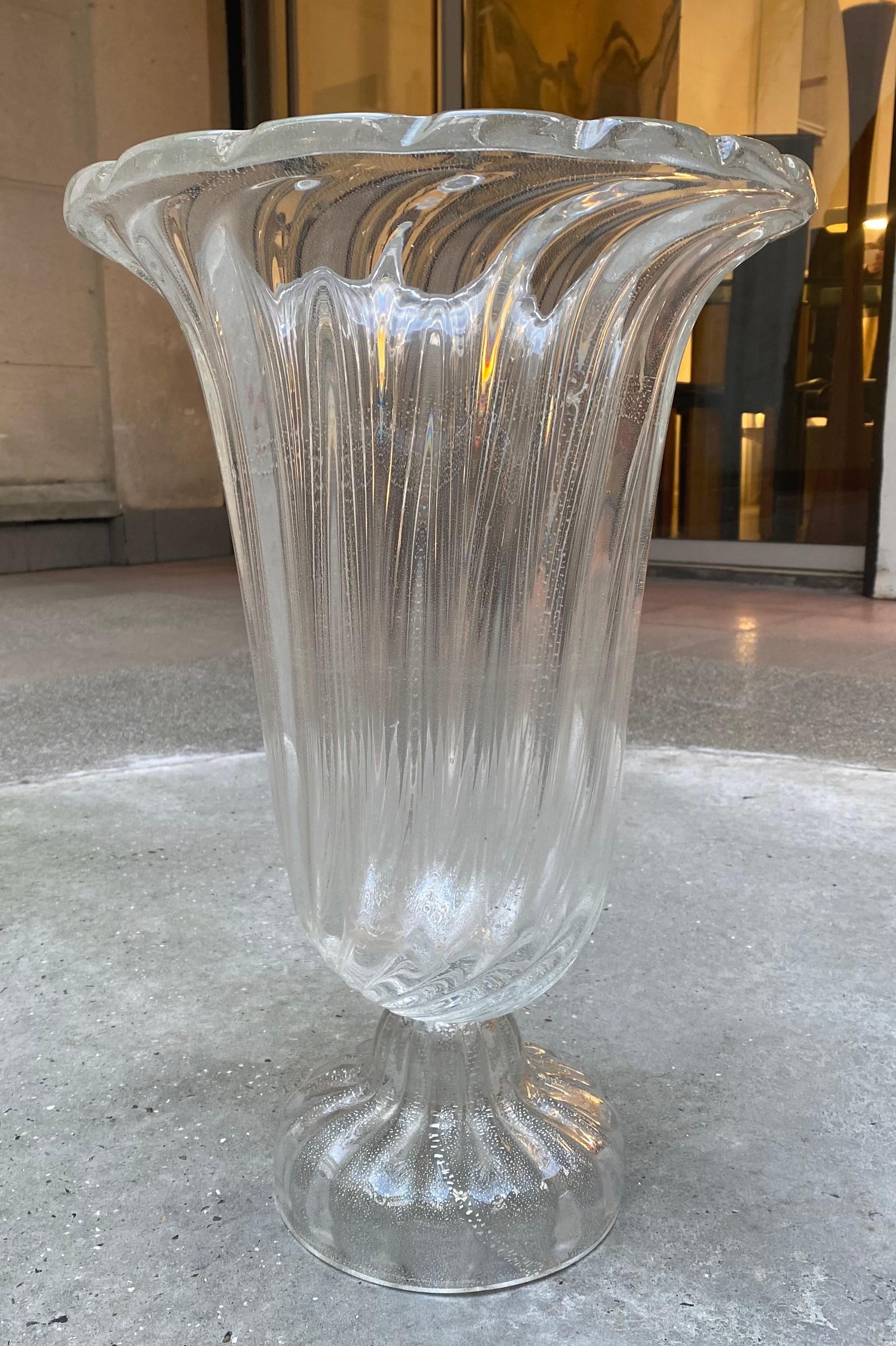 Late 20th Century Murano Glass Cup White / Transparent, circa 1970