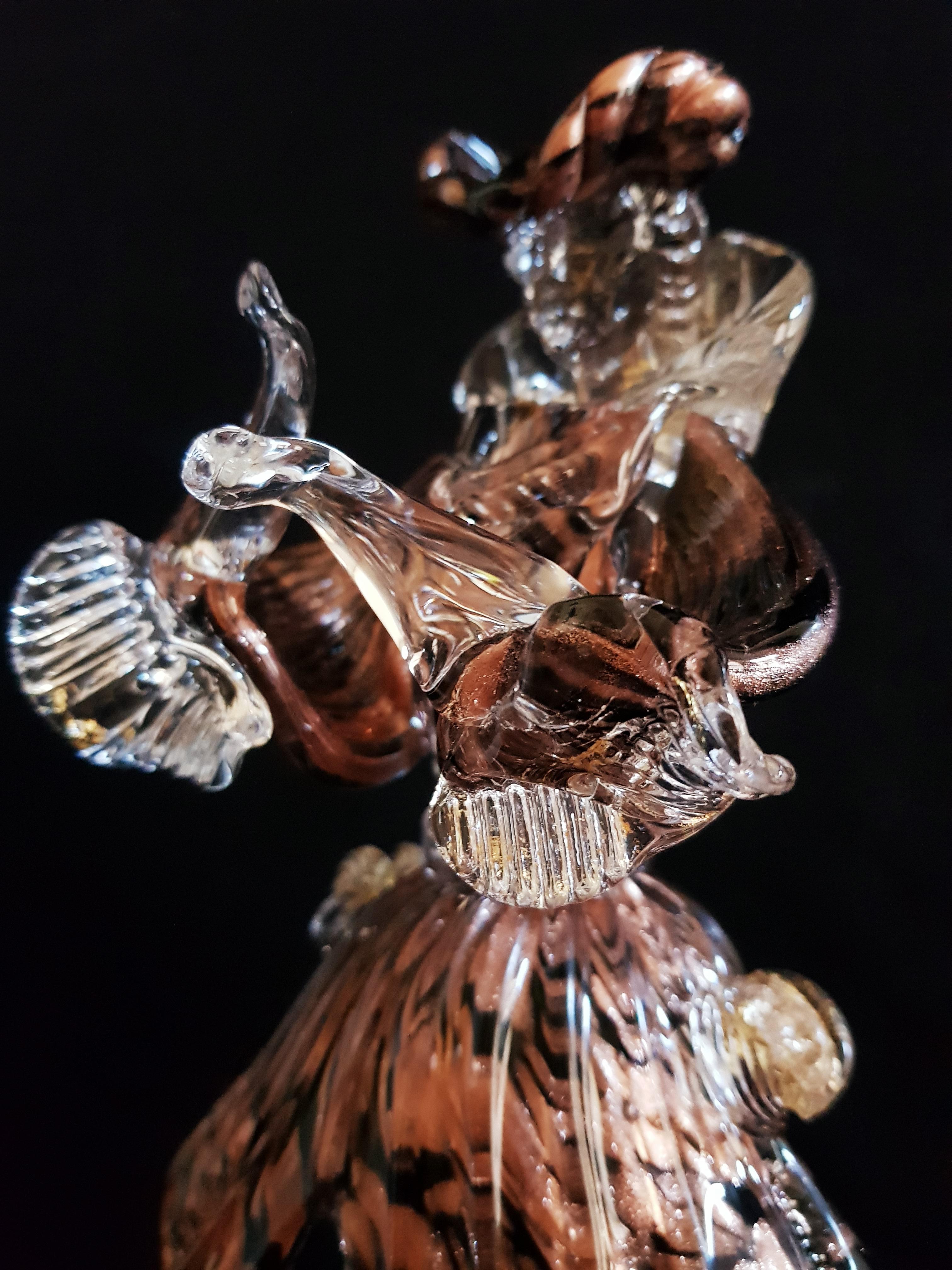 Murano Glass Dancer Aventurine and Gold Leaf Signed For Sale 3