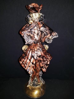 Murano Glass Dancer Aventurine and Gold Leaf Signed
