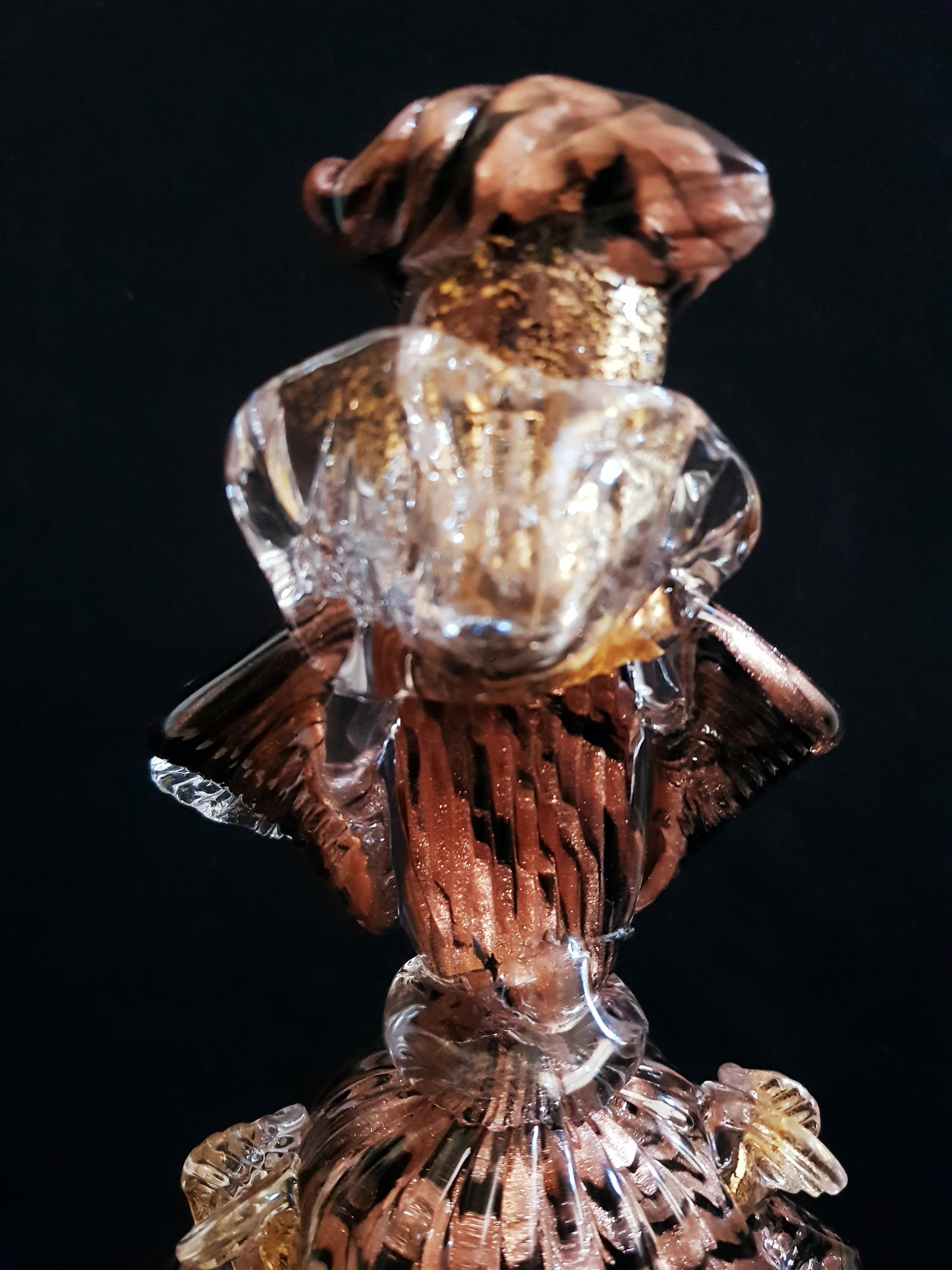 Late 20th Century Murano Glass Dancer Aventurine and Gold Leaf Signed For Sale