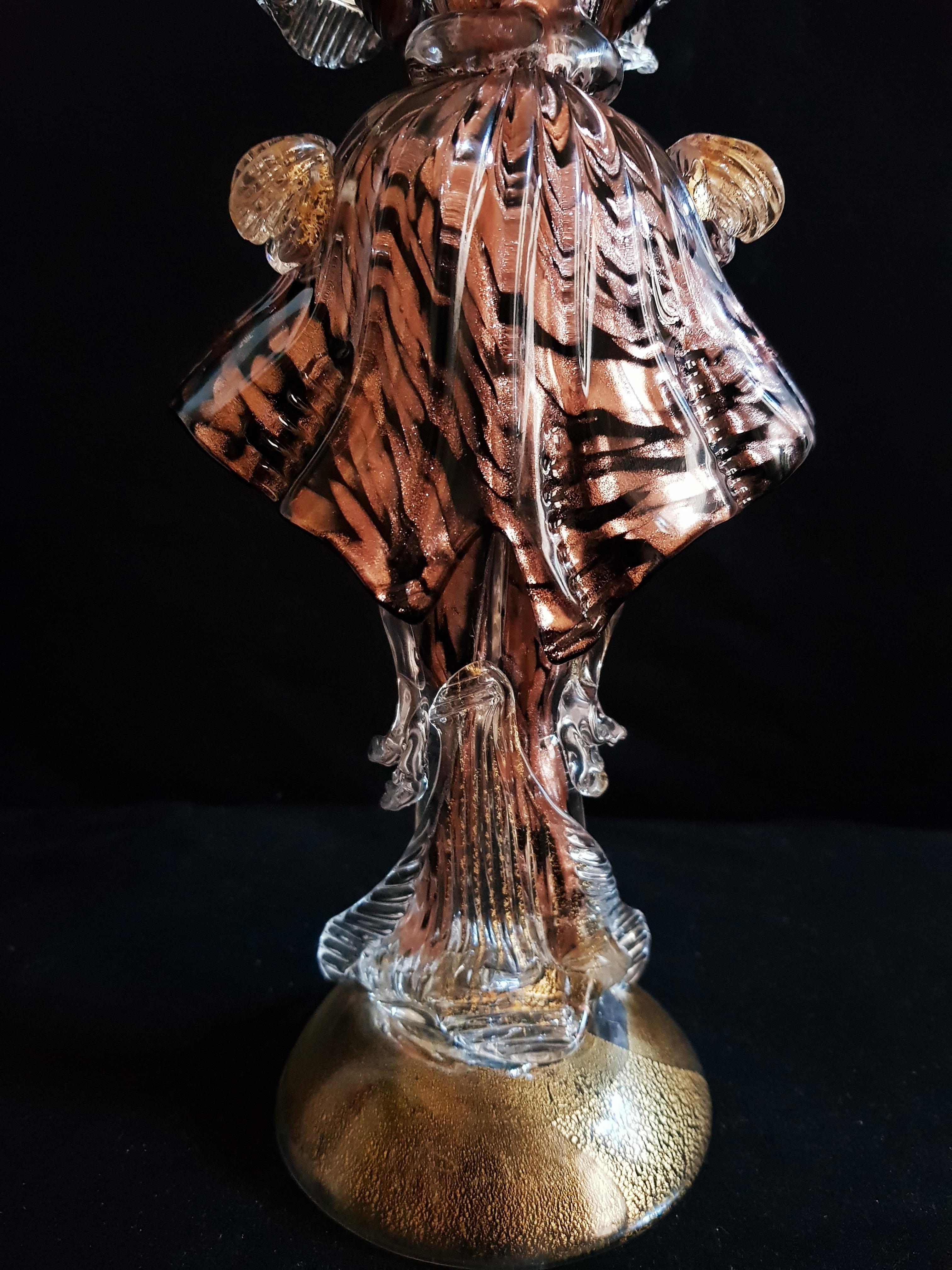 Murano Glass Dancer Aventurine and Gold Leaf Signed For Sale 1