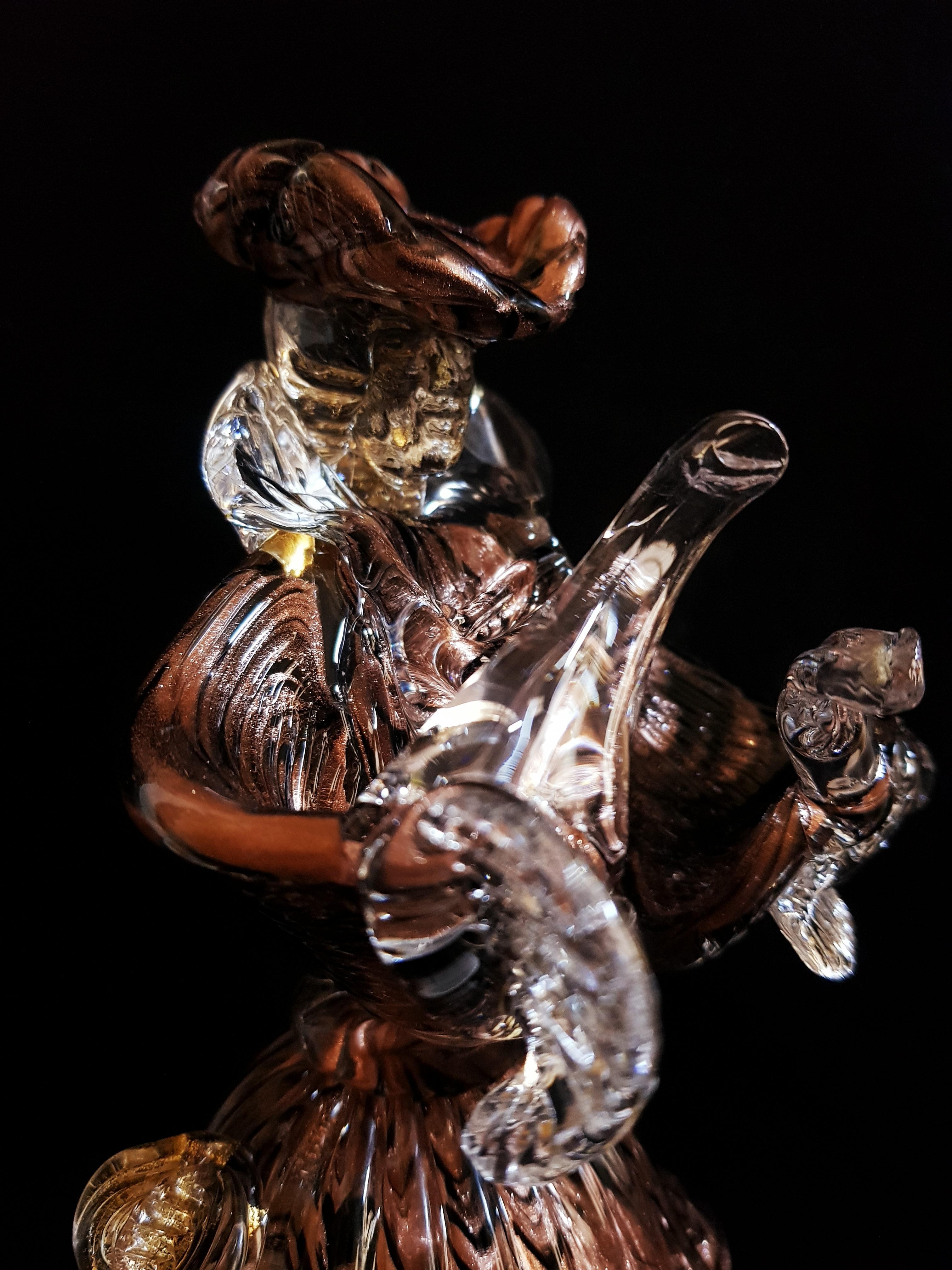 Murano Glass Dancer Aventurine and Gold Leaf Signed For Sale 2
