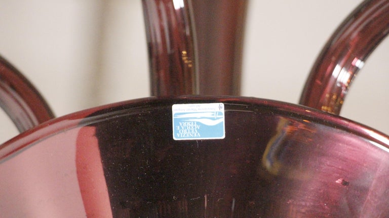 Murano Glass Dark Amethyst 8-Light Chandelier Hand-Blown For Sale 1