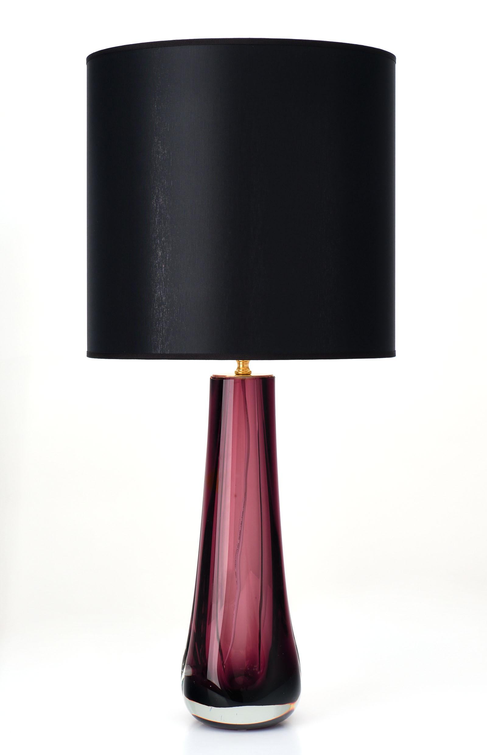 Italian Murano Glass Dark Amethyst Lamps For Sale