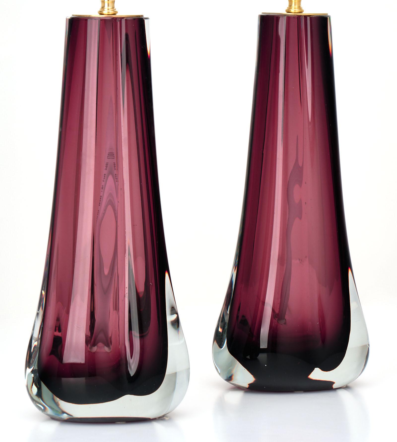 Murano Glass Dark Amethyst Lamps For Sale 2