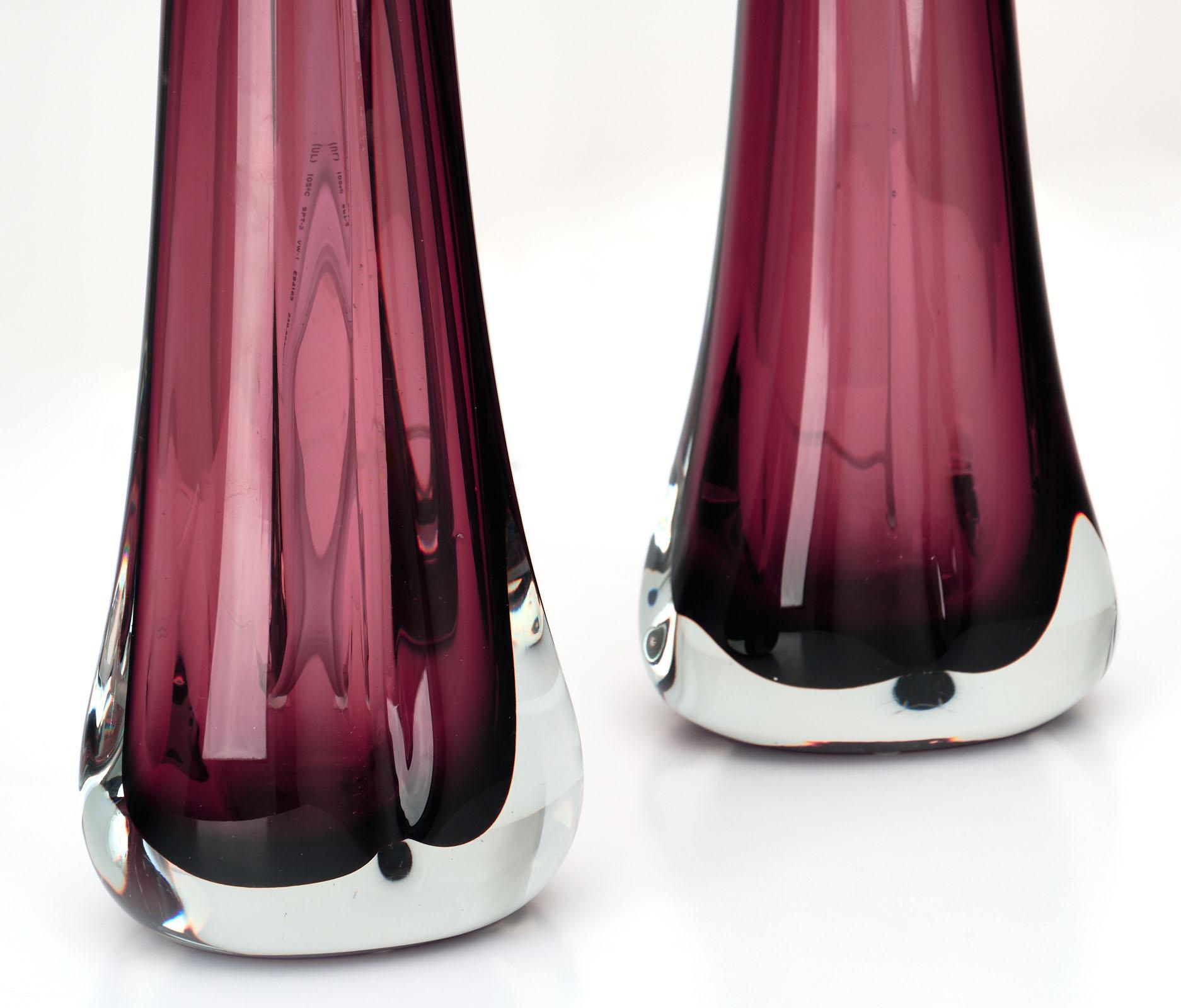 Murano Glass Dark Amethyst Lamps For Sale 3
