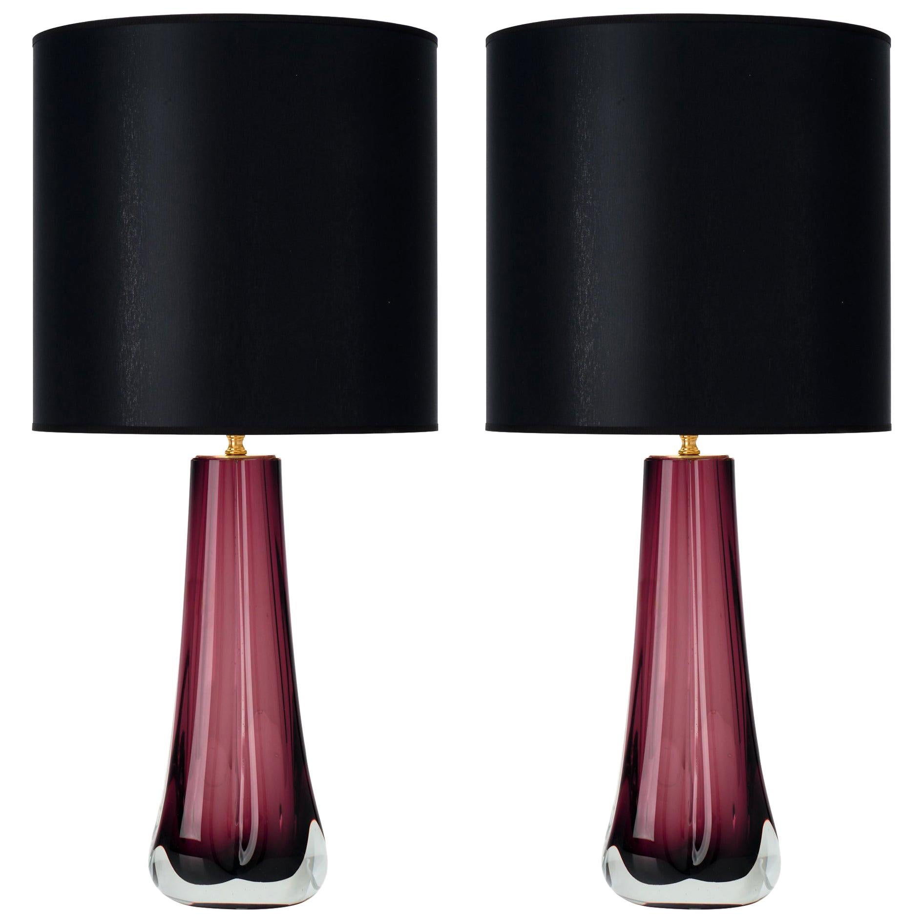 Murano Glass Dark Amethyst Lamps