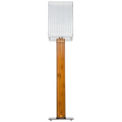 Murano Glass Deco Floor Lamp with Sandblast and Amber Color, Italy