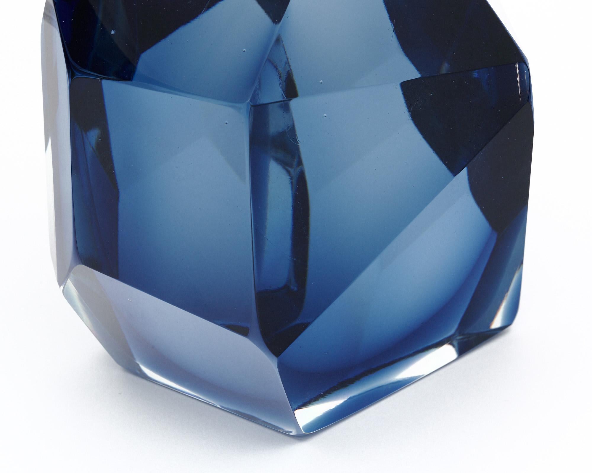 Murano Glass Denim Blue Rock Lamps For Sale 1