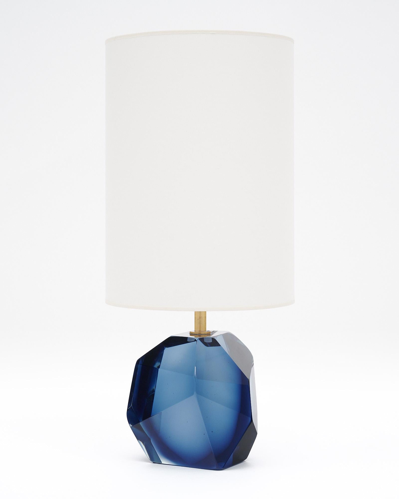 Murano Glass Denim Blue Rock Lamps For Sale 4