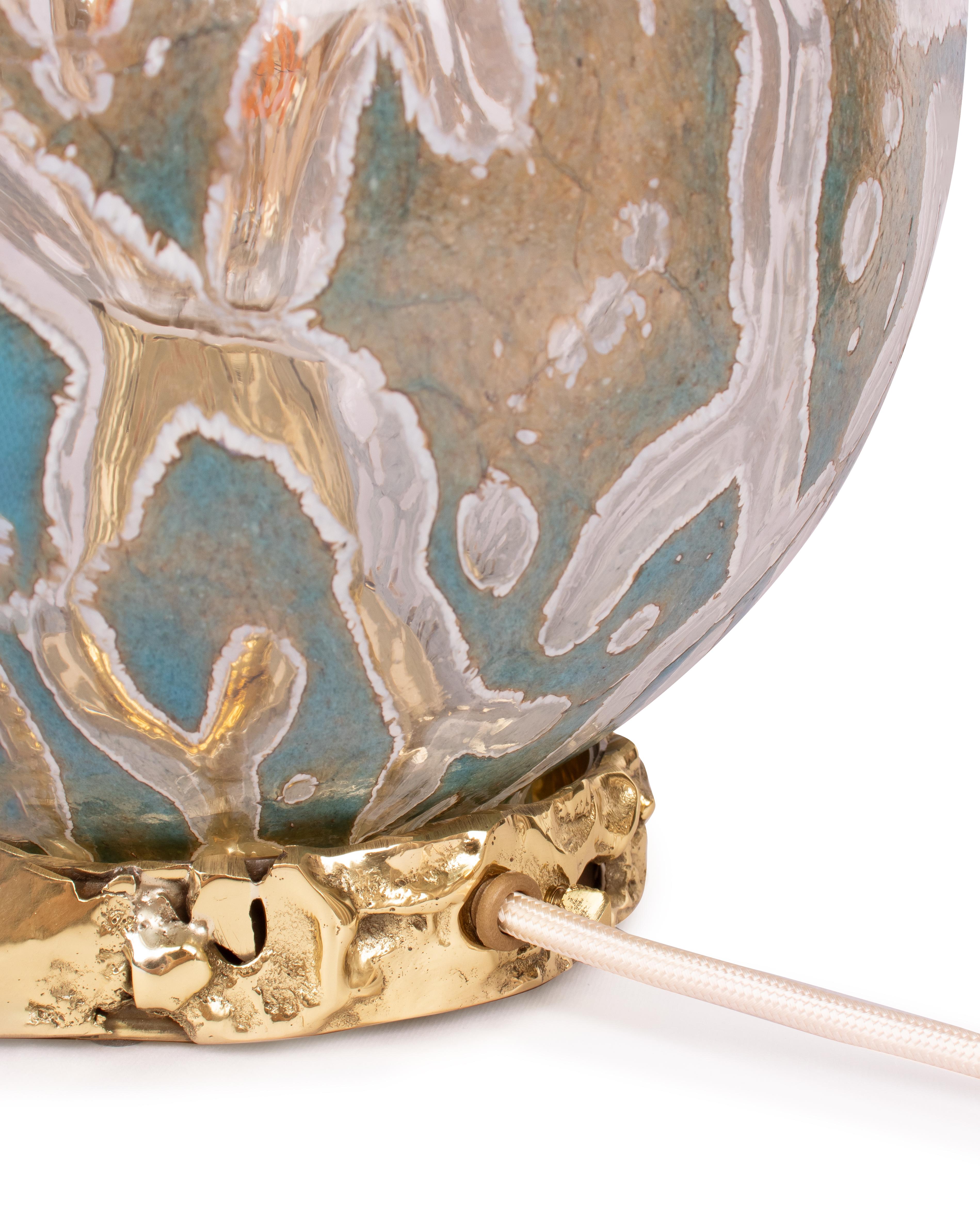 Italian Murano Glass Denim Crown Lamp by Stories of Italy For Sale