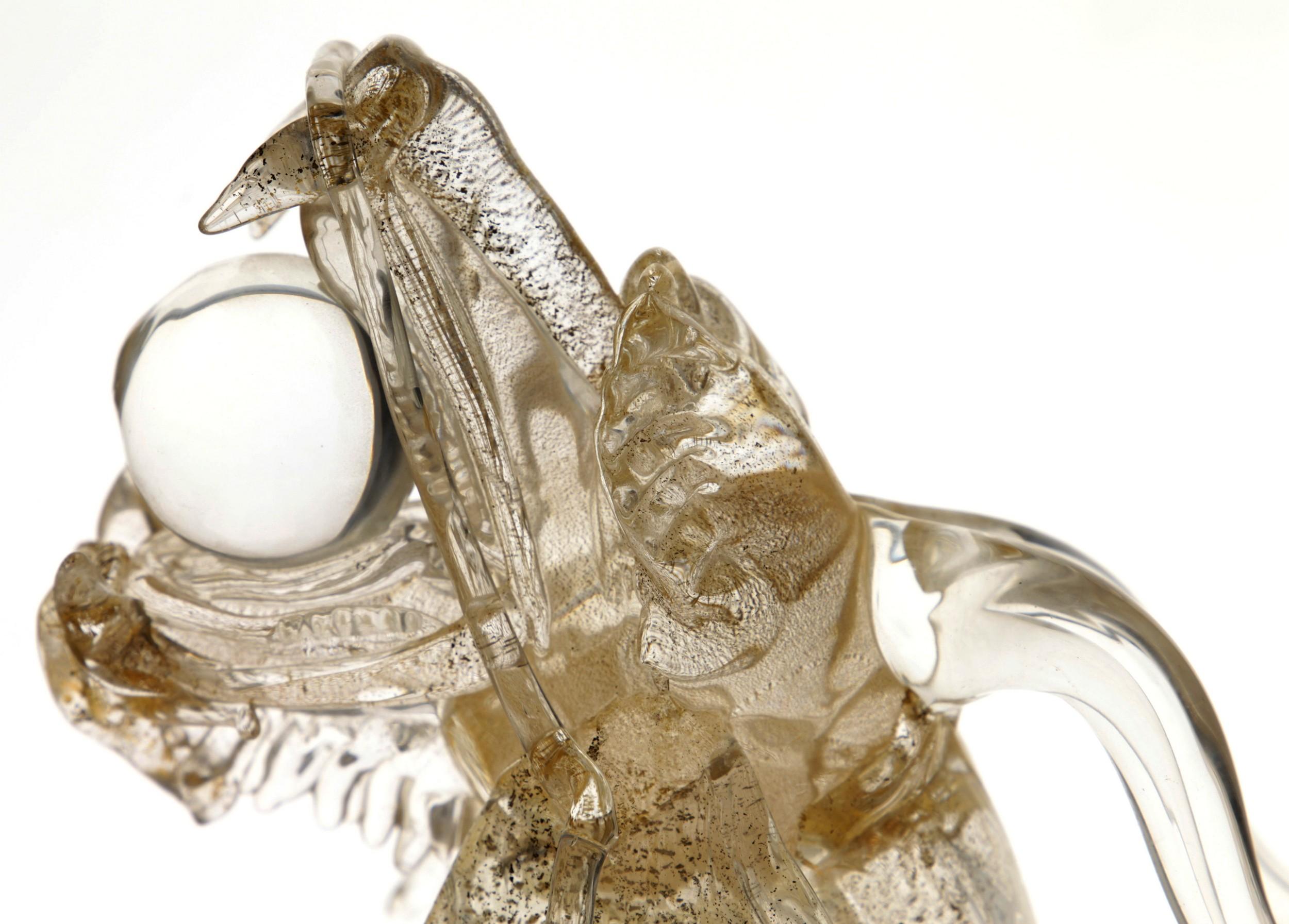 Murano Glass Detailed Dragon in Clear and Gold Leaf, 1990s 5