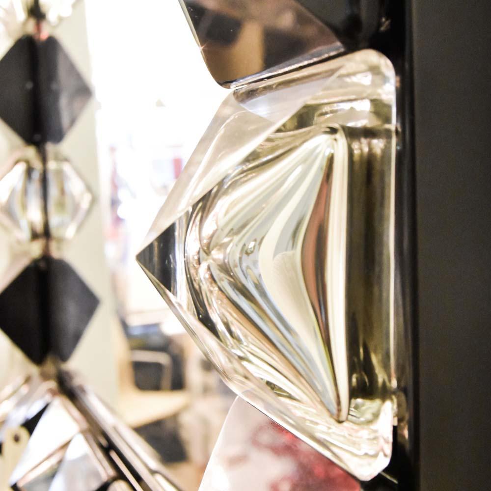 Murano glass diamond cut shape black and silver decorated Mirror by Alberto Dona For Sale 1