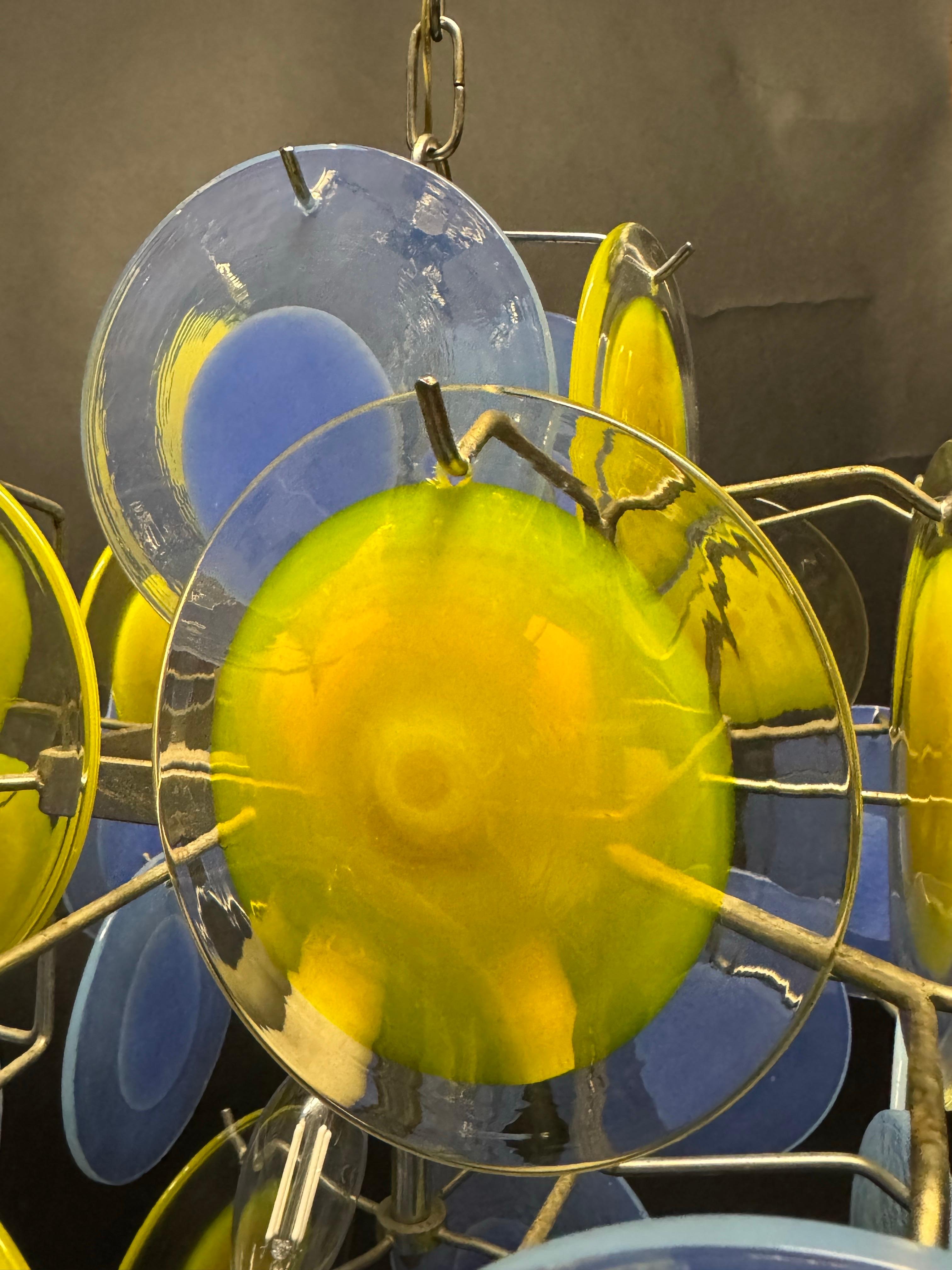 Mid-20th Century Murano Glass Disc Chandelier by Vistosi, Italy, circa 1960s For Sale