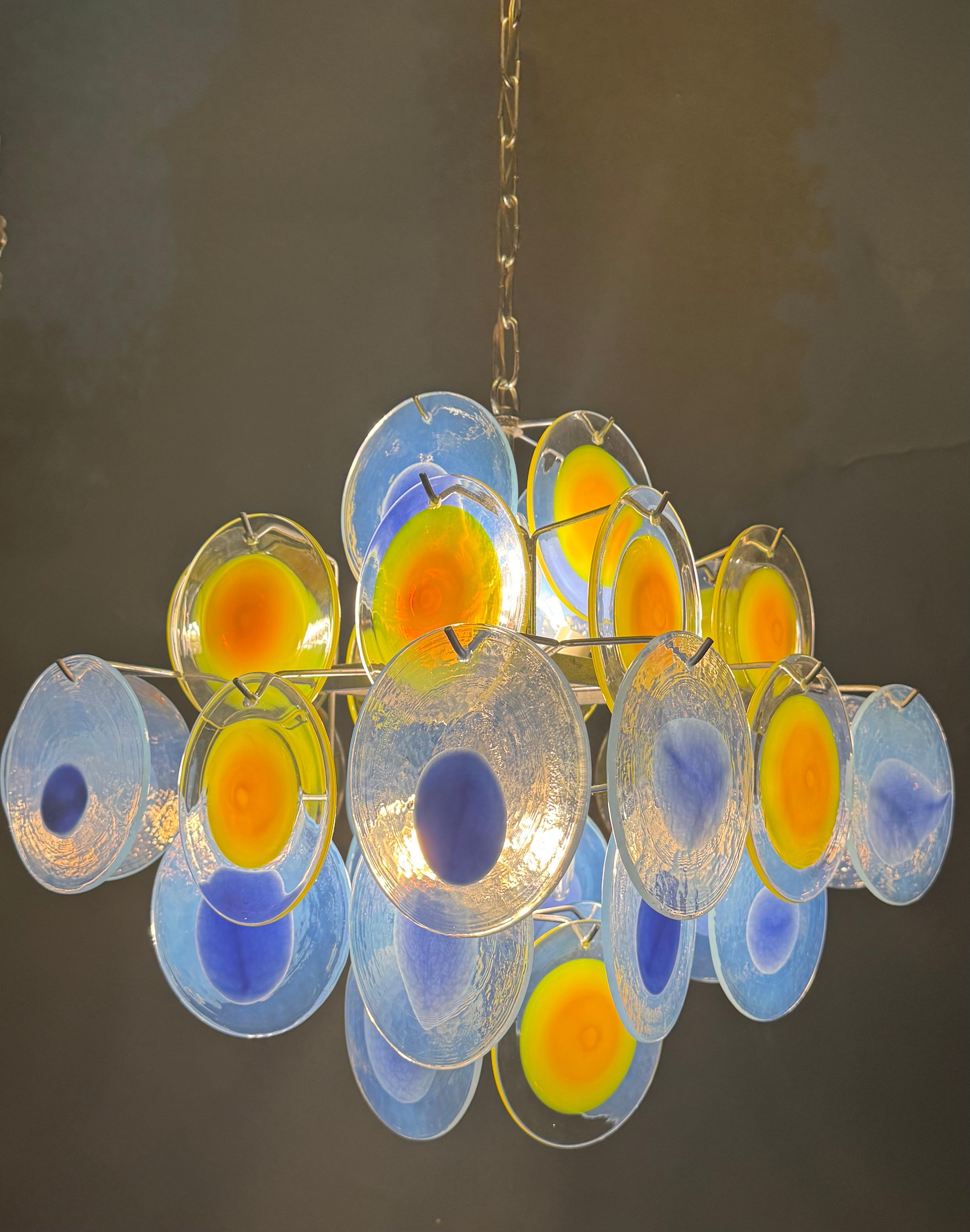 Murano Glass Disc Chandelier by Vistosi, Italy, circa 1960s For Sale 1