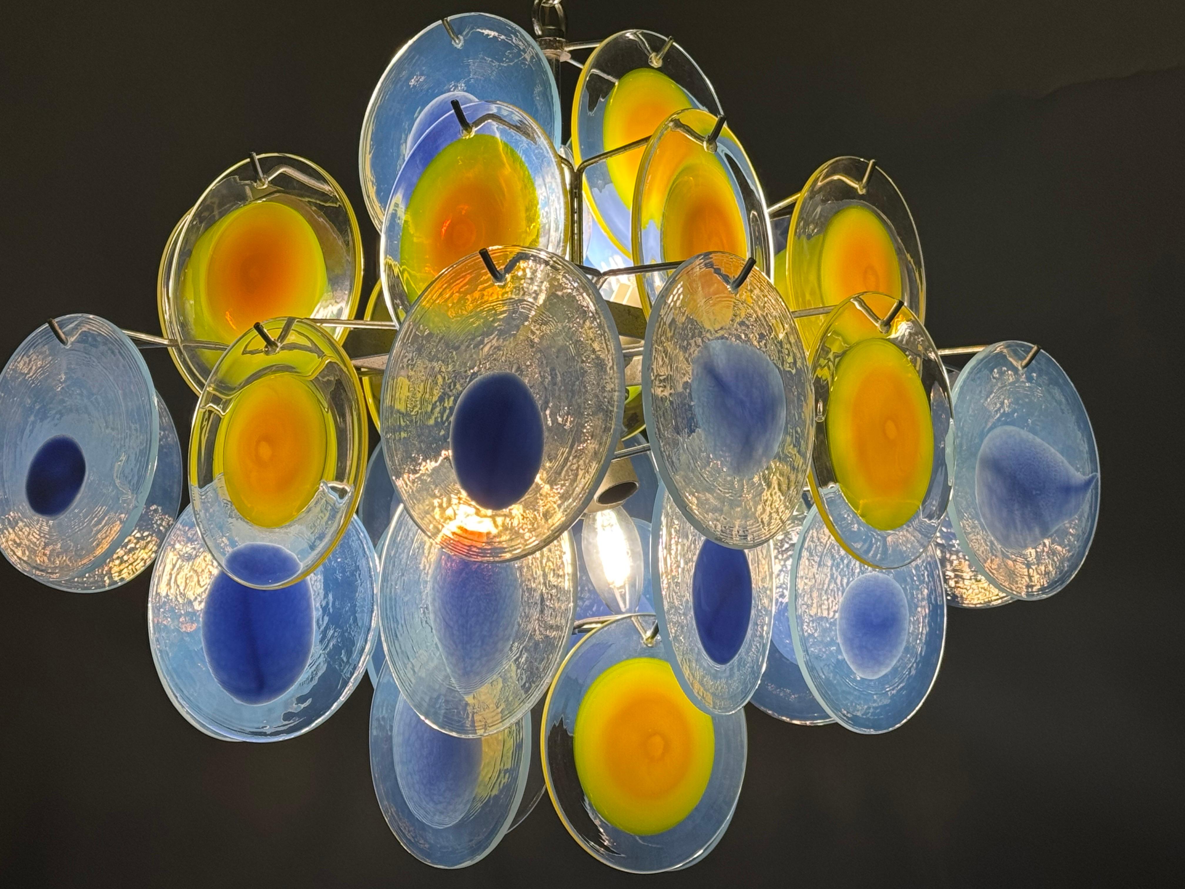 Murano Glass Disc Chandelier by Vistosi, Italy, circa 1960s For Sale 2
