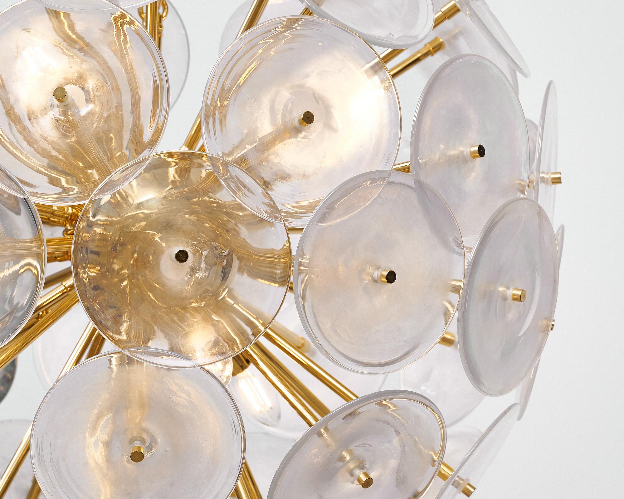 Lampadario Sputnik iridescente a disco in vetro di Murano In condizioni Nuovo in vendita a Austin, TX