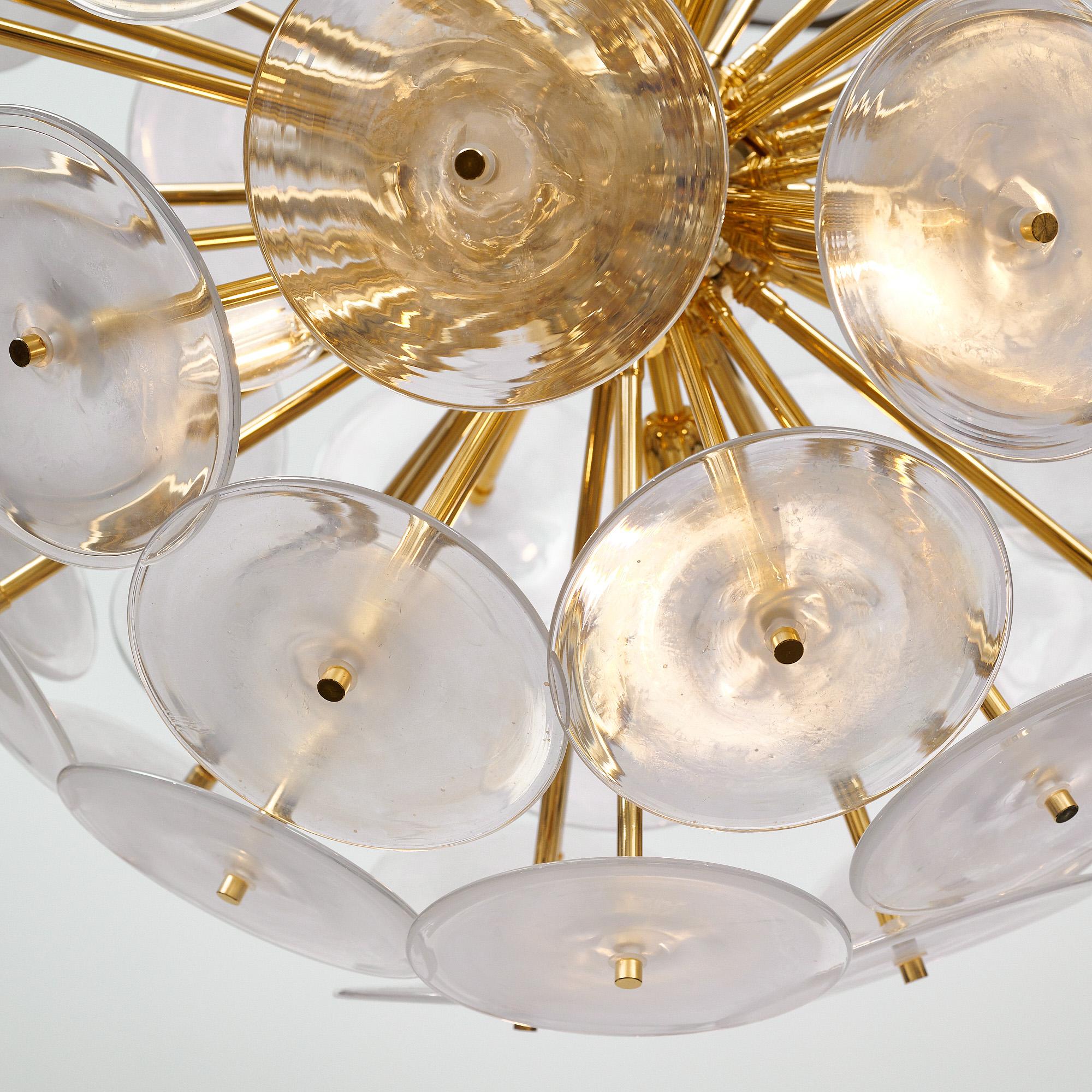 Lampadario Sputnik iridescente a disco in vetro di Murano in vendita 1