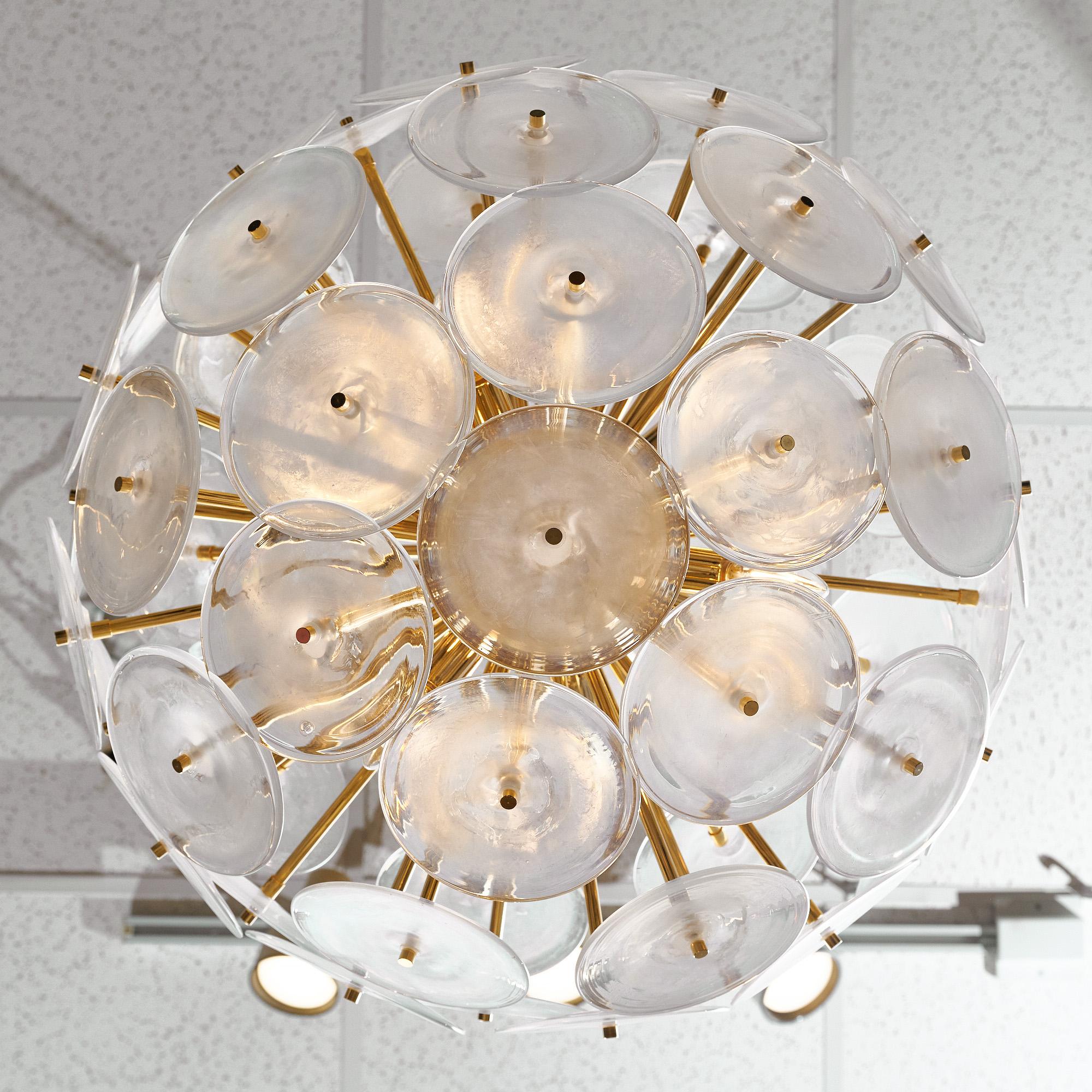 Lampadario Sputnik iridescente a disco in vetro di Murano in vendita 2