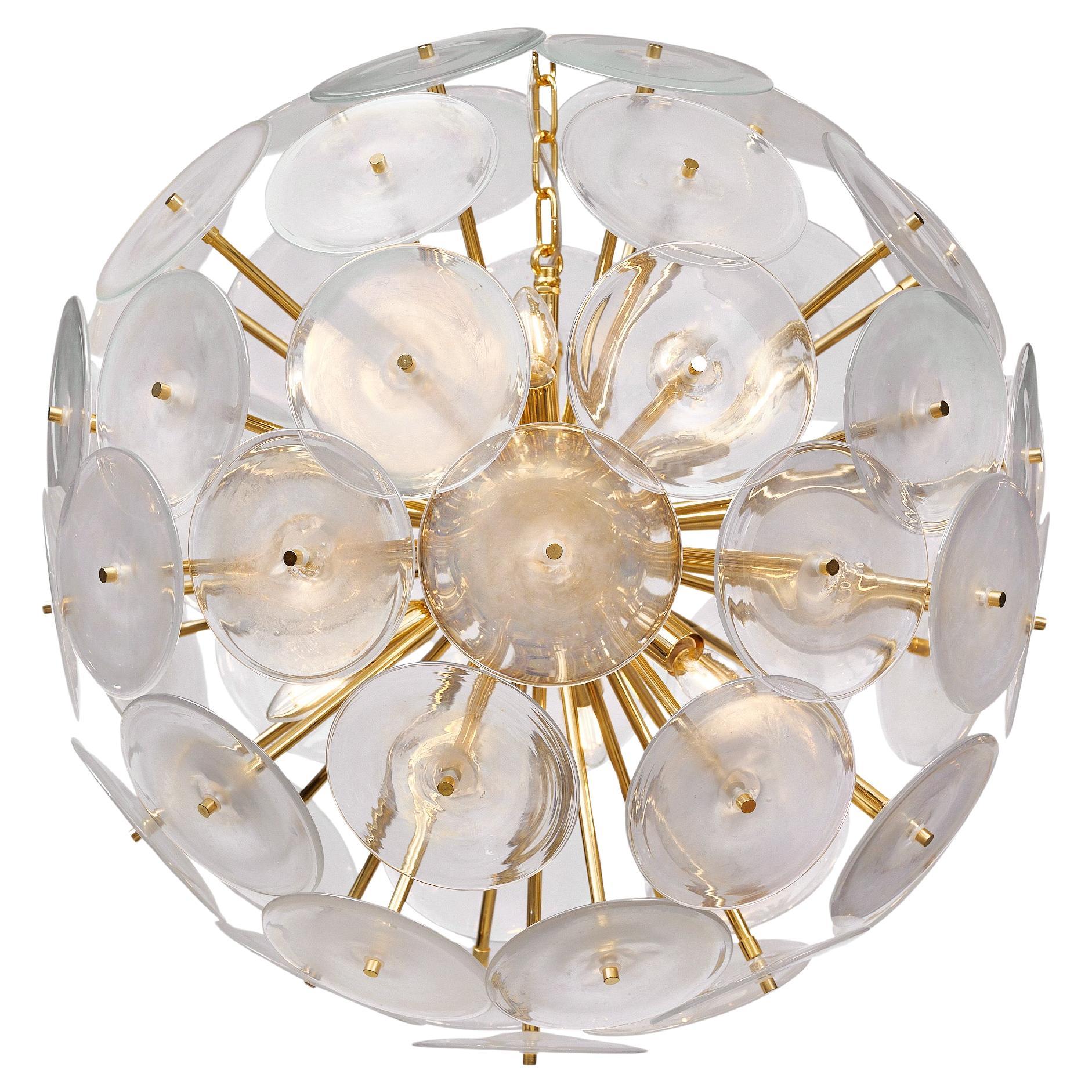 Murano Glass Disc Iridescent Sputnik Chandelier