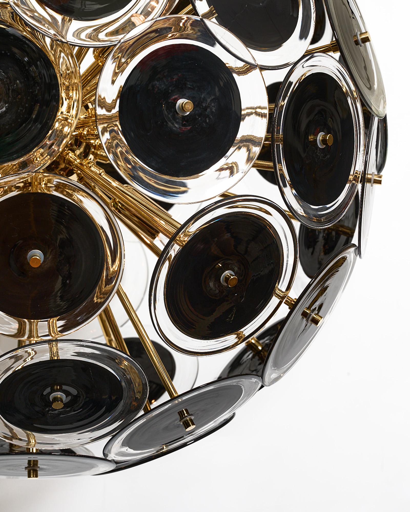 Italian Murano Glass Disc Sputnik Chandelier For Sale