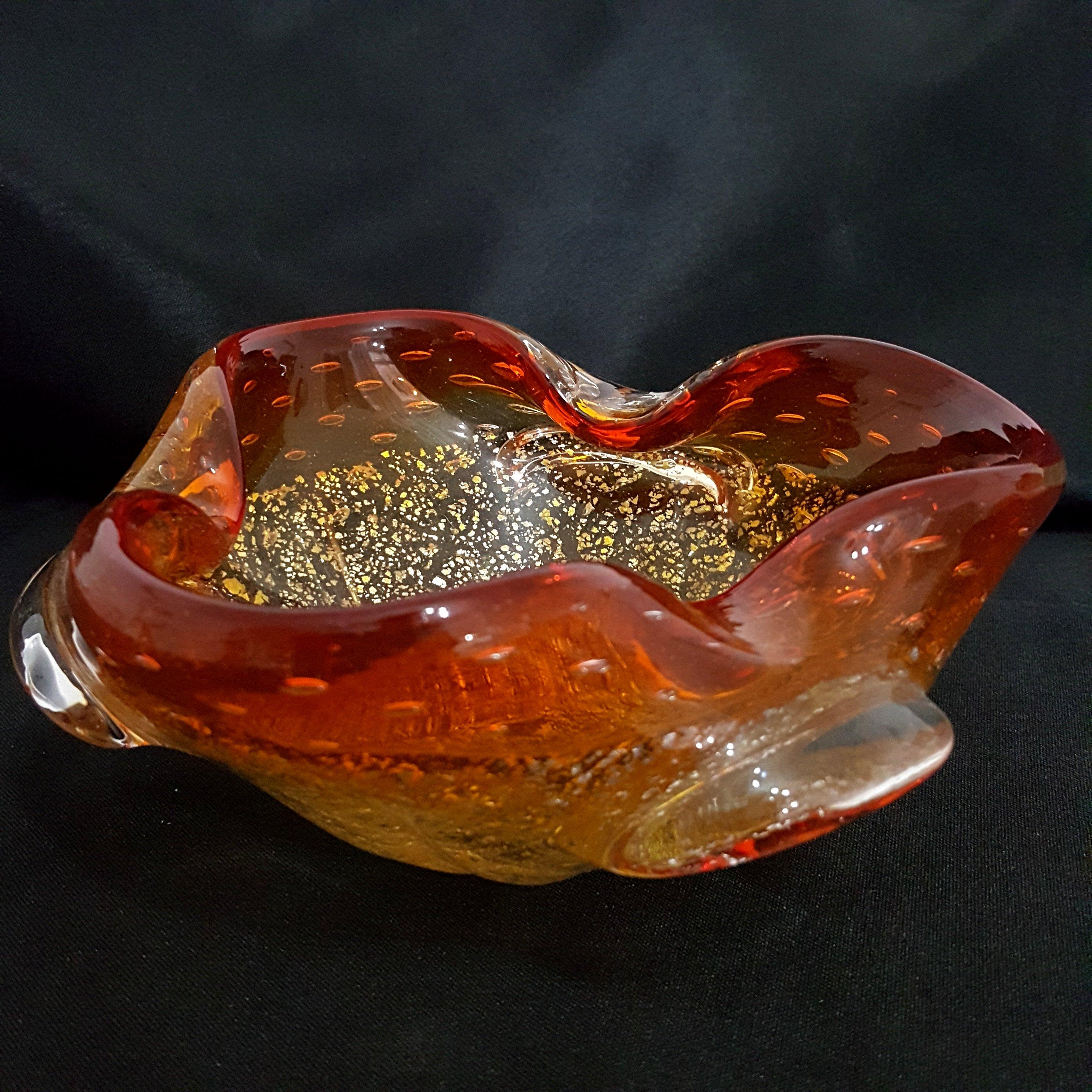 Murano Glass Dish / Bowl with Aventurine & Bullicante - vintage For Sale 2
