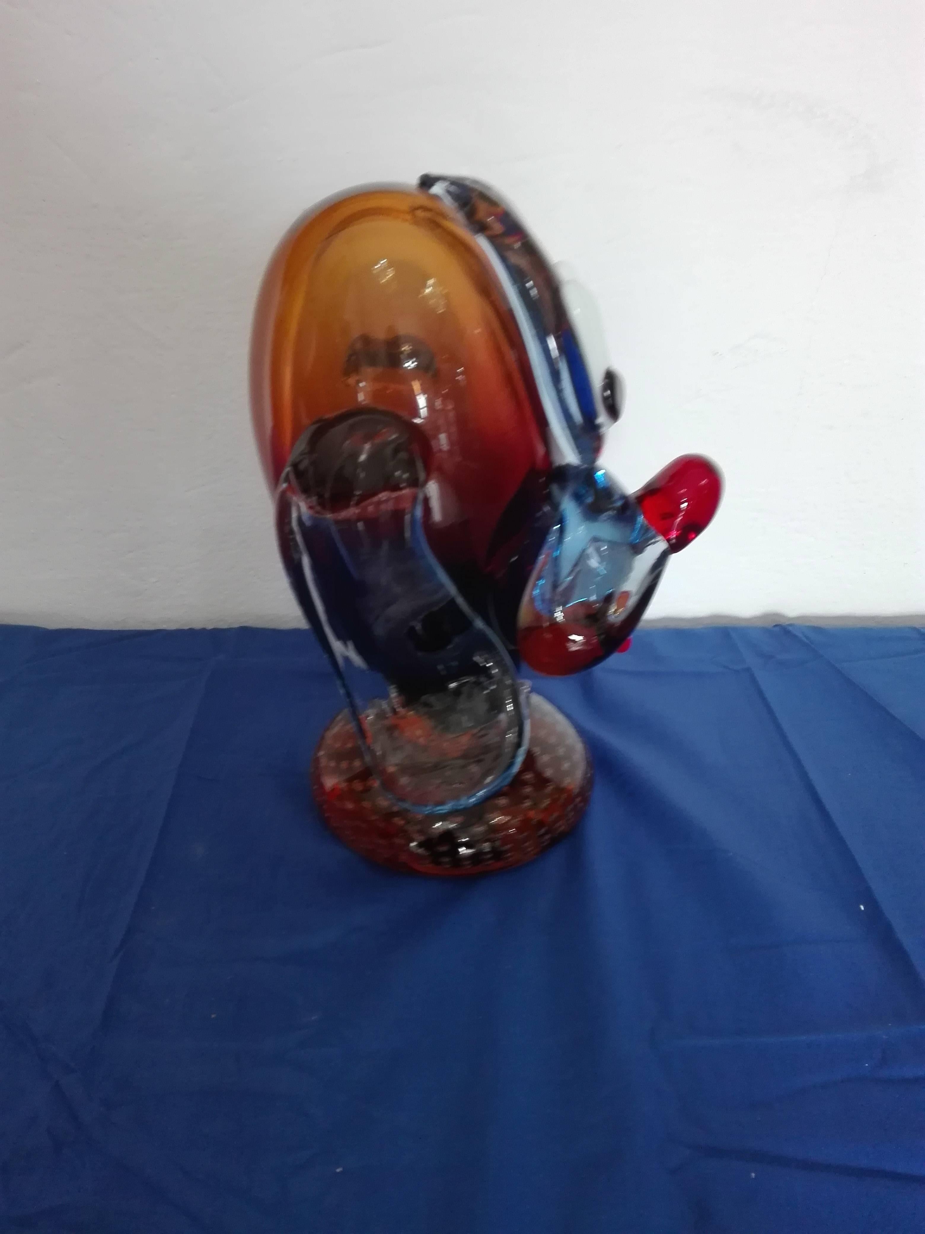 Italian Murano Glass Dog Head