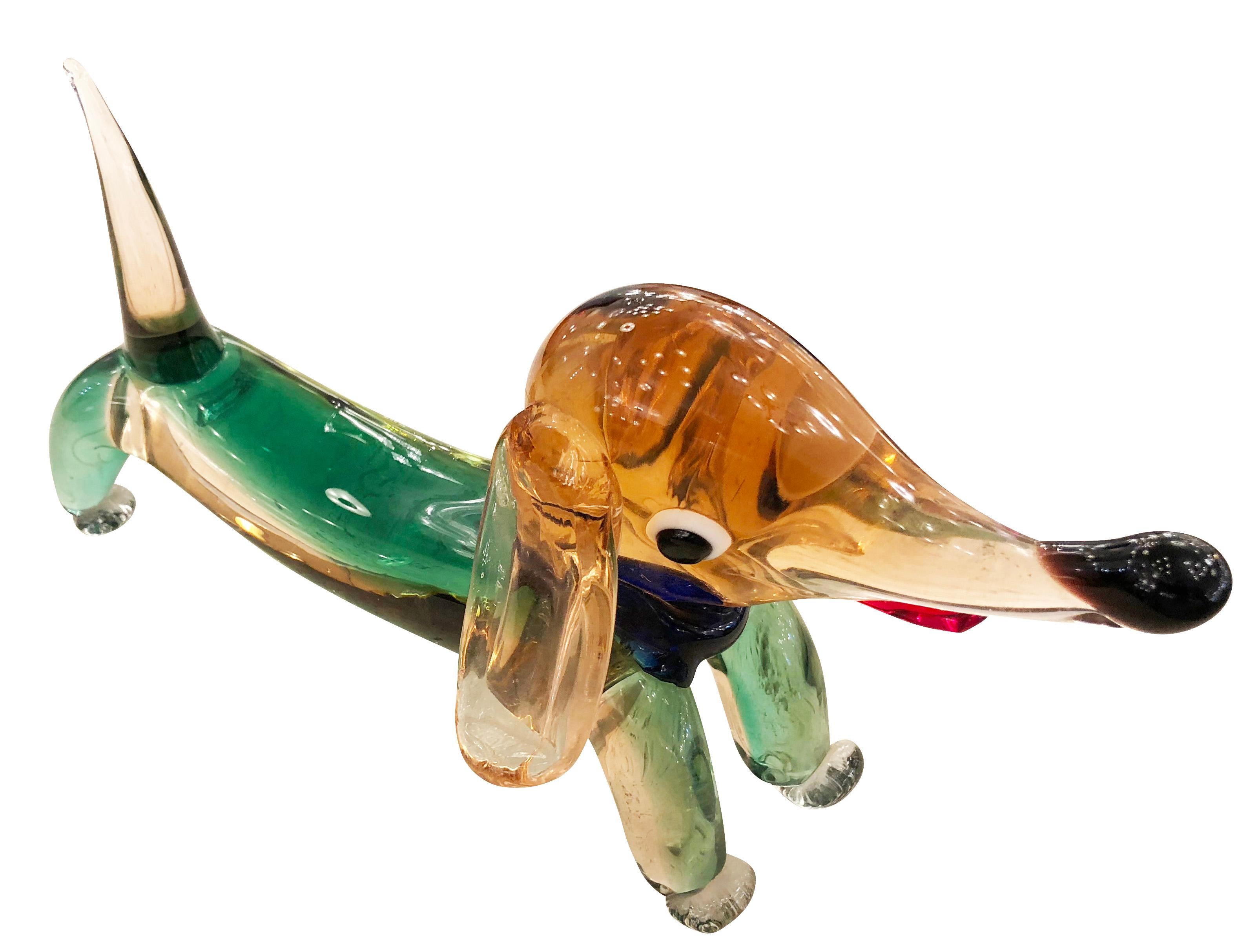 Mid-Century Modern Murano Glass Dog Sculpture