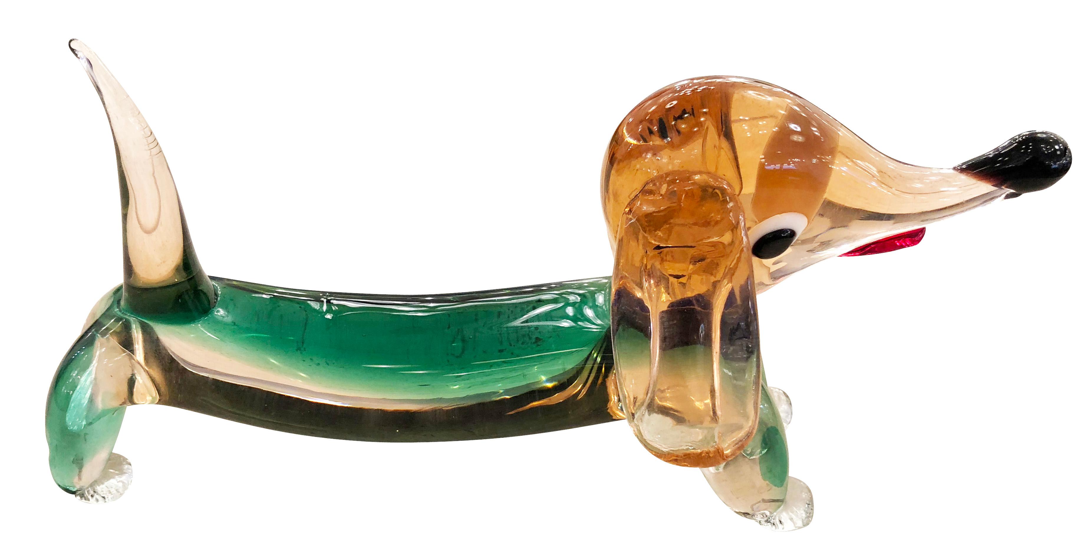 Italian Murano Glass Dog Sculpture