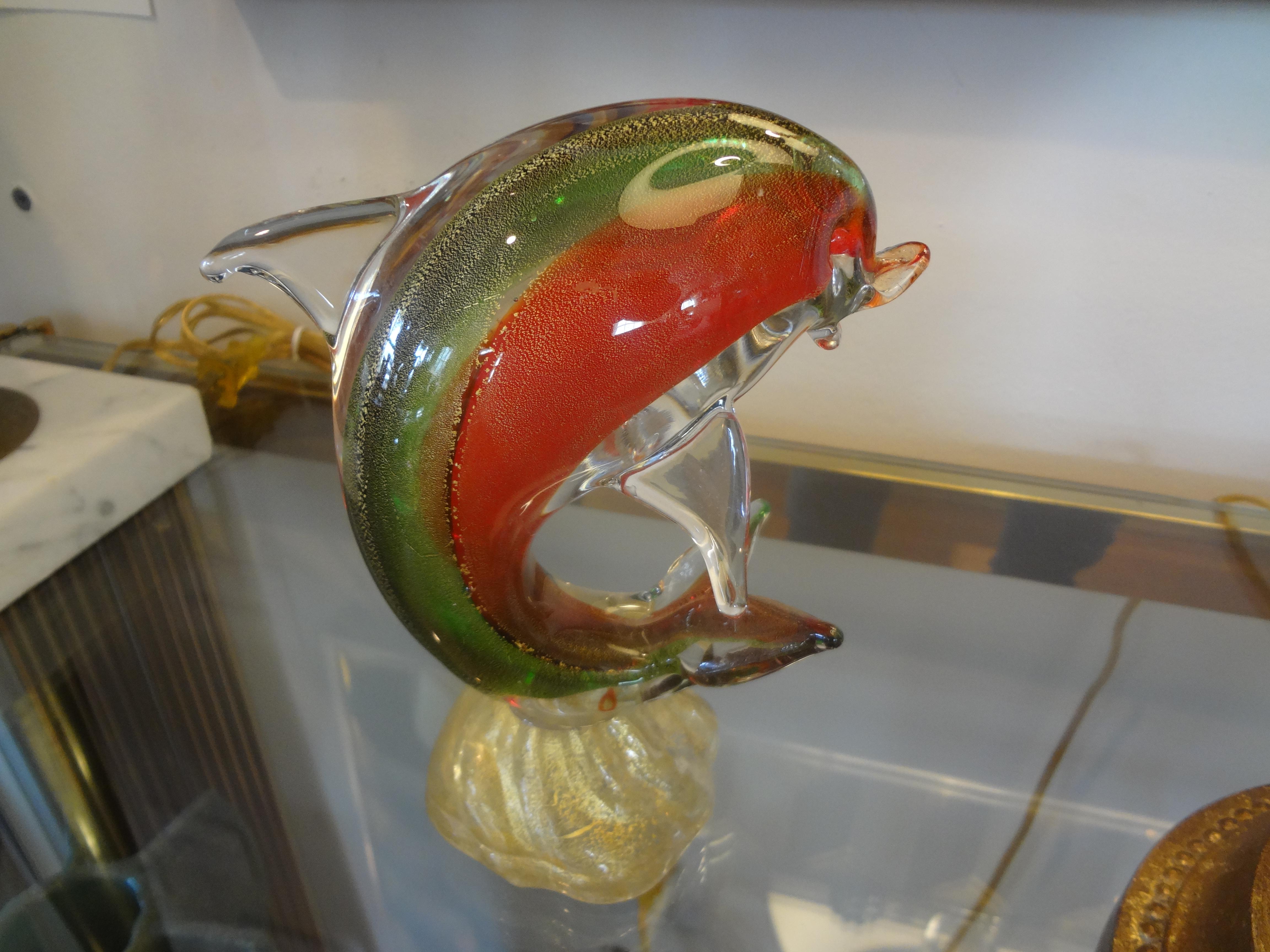 Murano Glass Dolphin Attributed to Barbini In Good Condition For Sale In Houston, TX