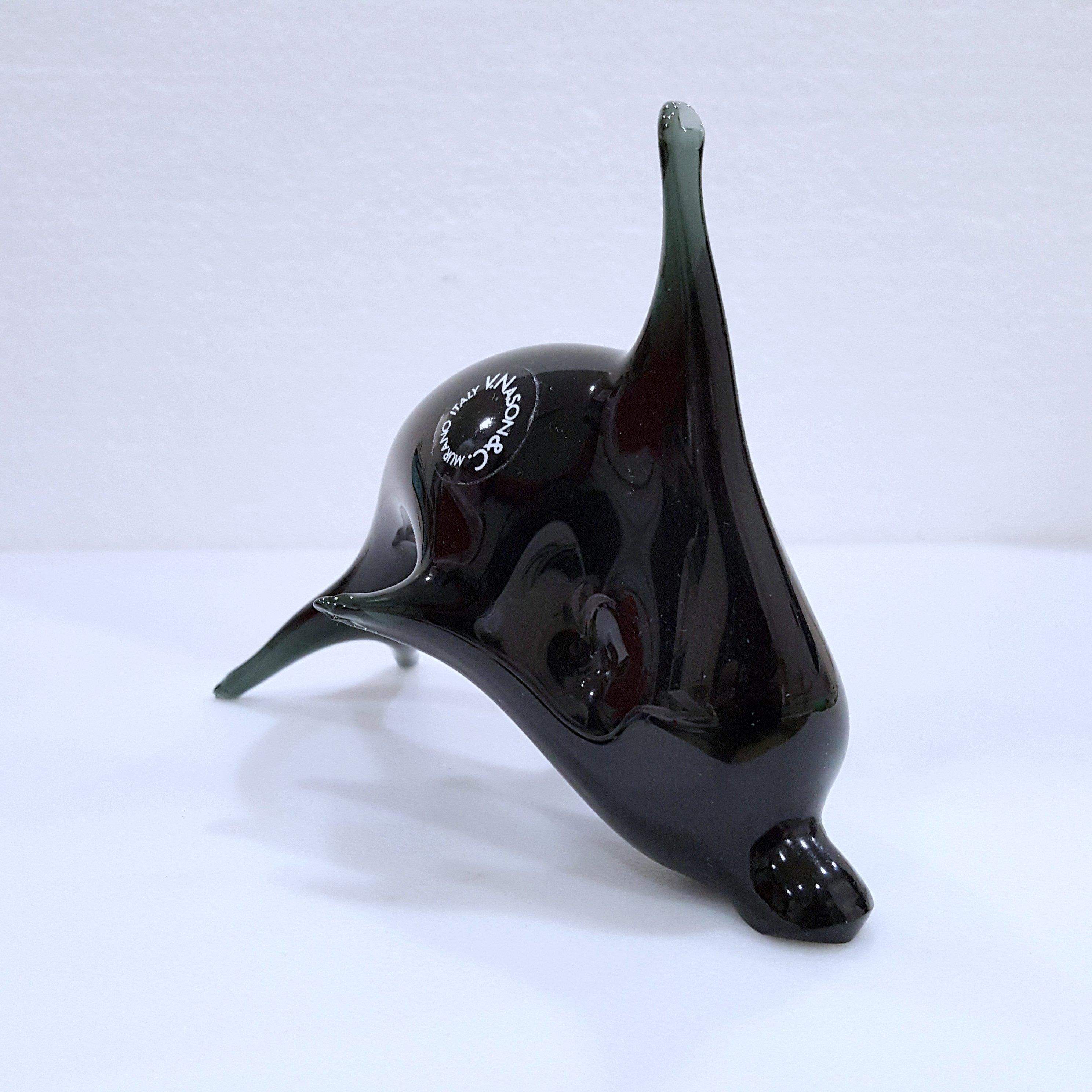 Mid-Century Modern Murano Glass Dolphin by V. Nason, Italy. Labelled thusly. For Sale