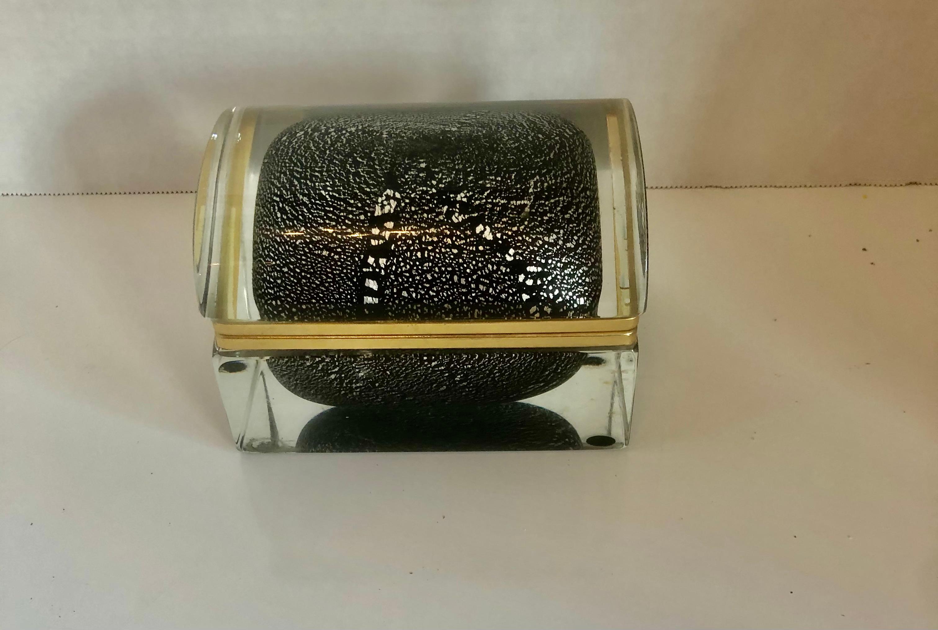 Murano Glass Domed Cased Jewelry Box In Excellent Condition In Chicago, IL
