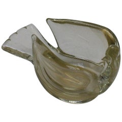 Murano Glass Dove Bowl with Gold Flecks, circa 1950