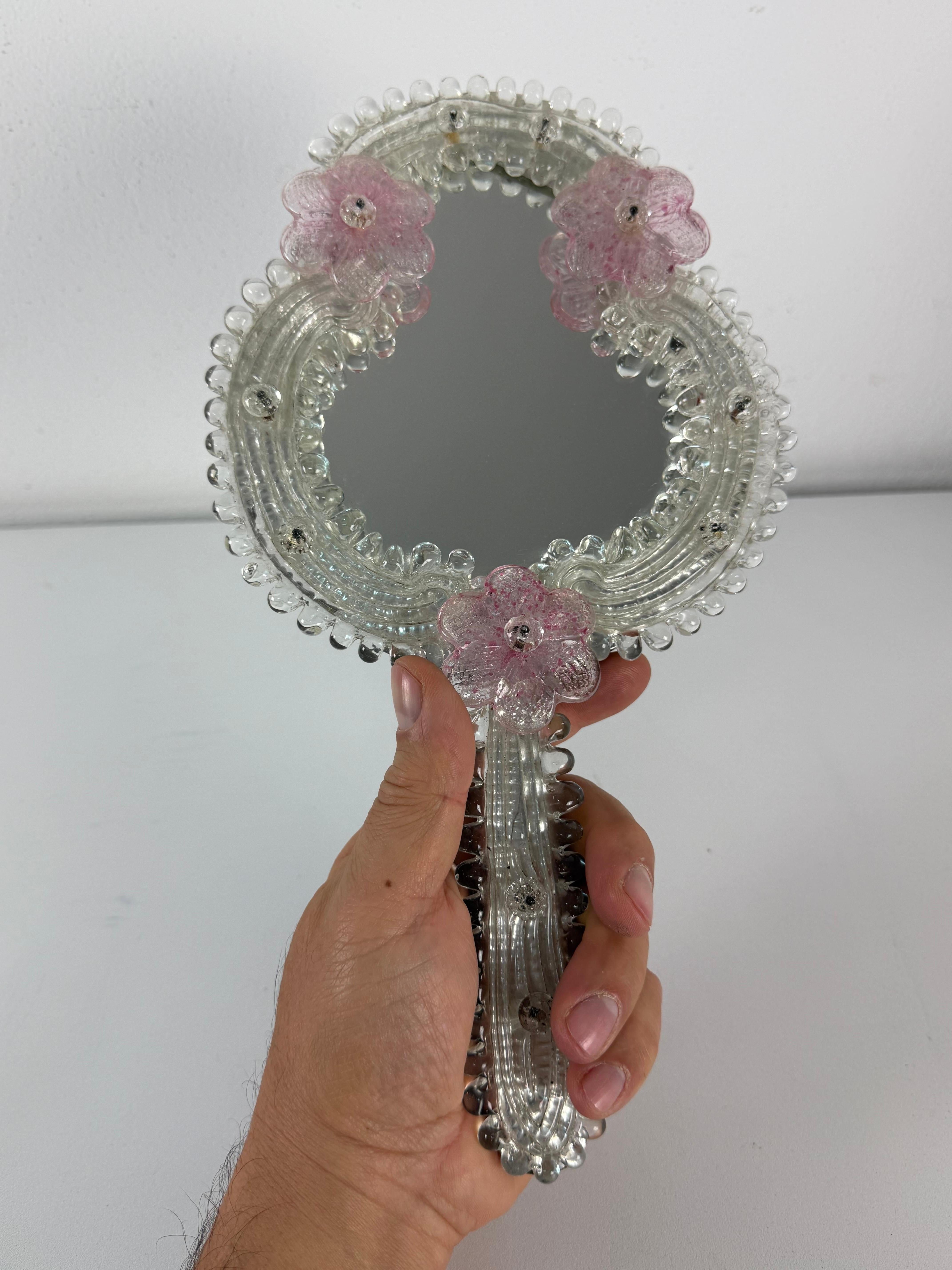 italien Miroir de toilette en verre de Murano, années 1950 en vente