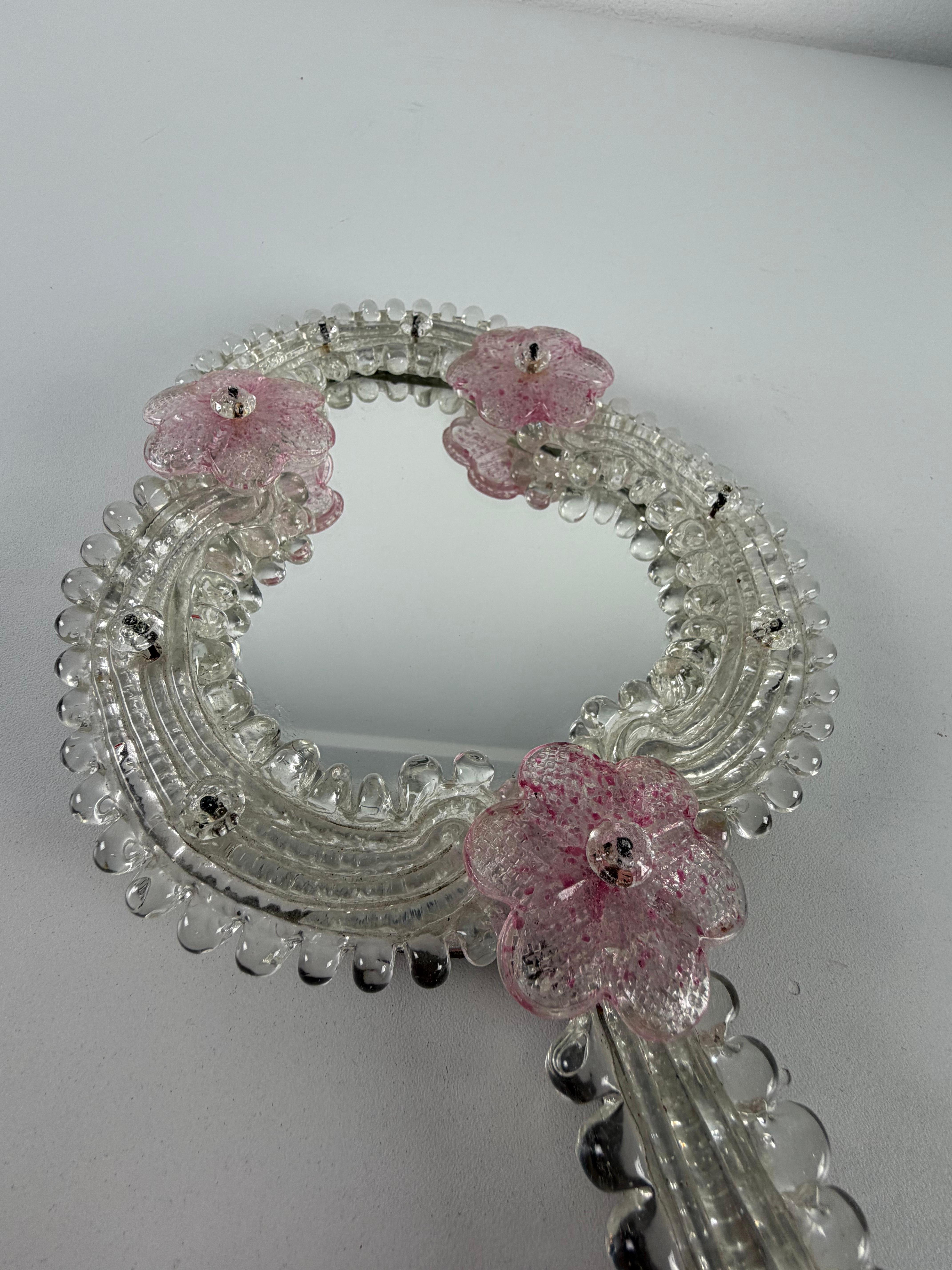 Milieu du XXe siècle Miroir de toilette en verre de Murano, années 1950 en vente