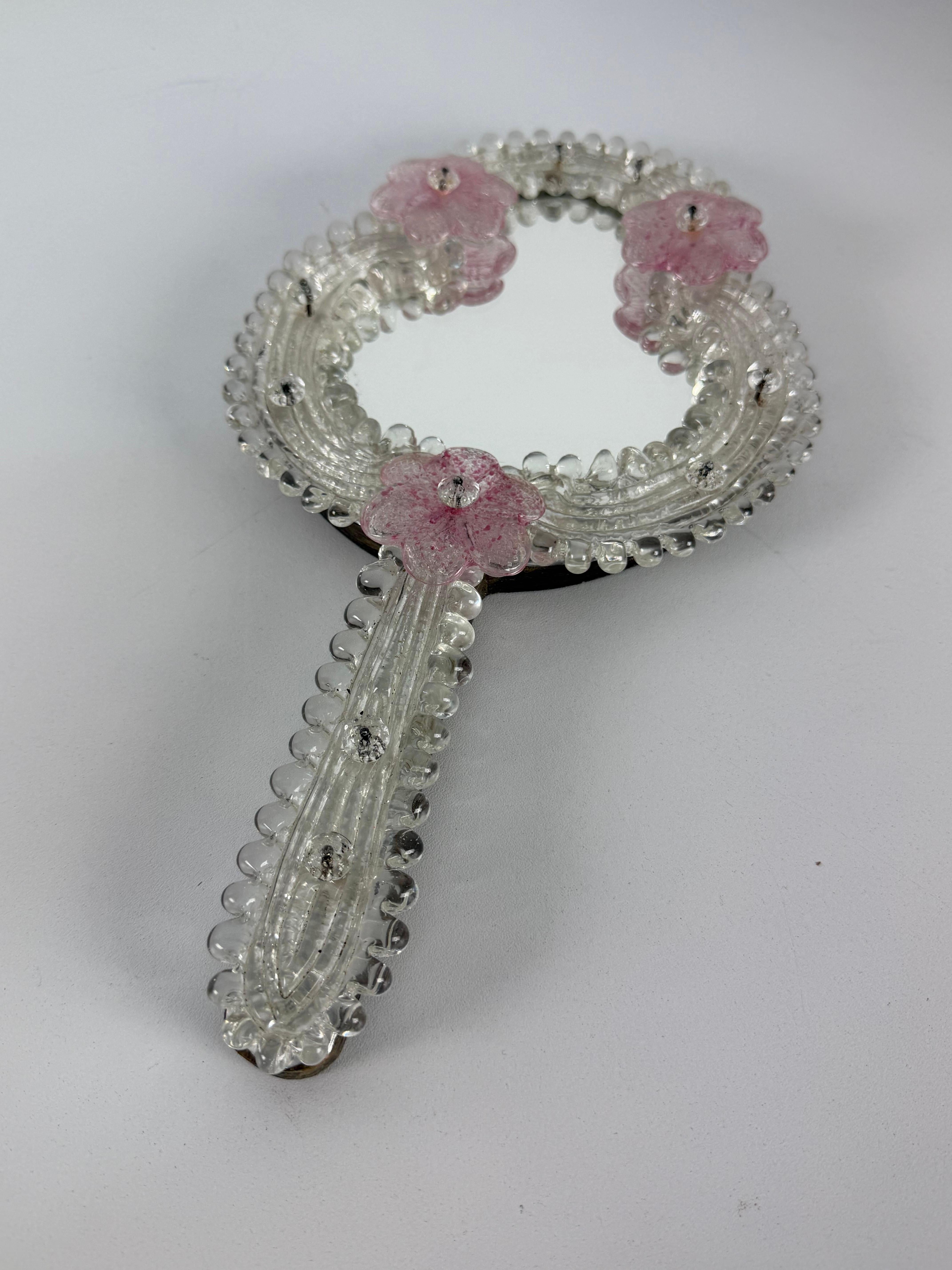 Verre de Murano Miroir de toilette en verre de Murano, années 1950 en vente
